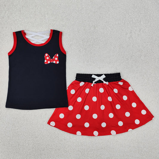 GSD2069 Baby girls black top skorts shorts outfits sets