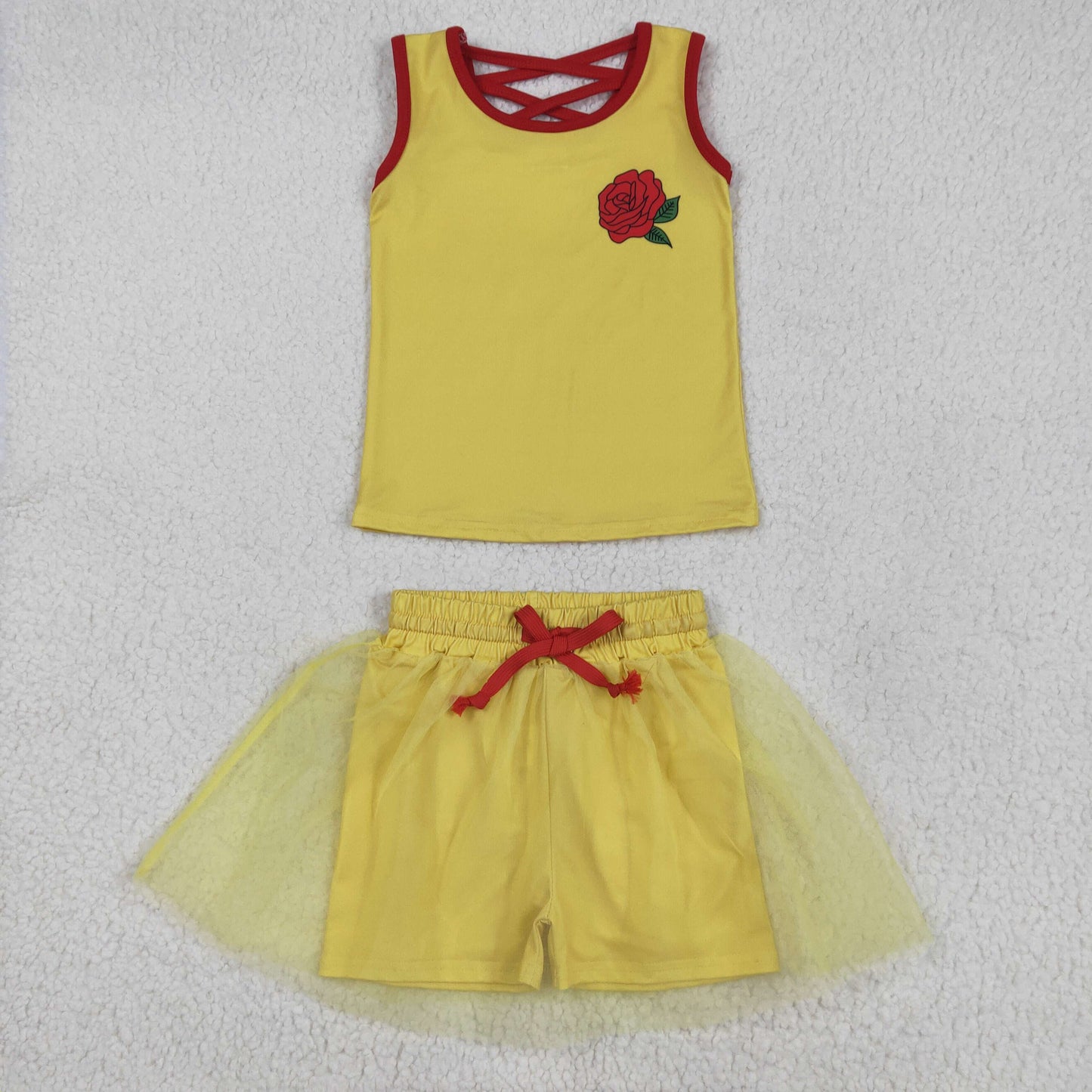 Sibling Baby Girls Sleeveless Princess Vest Shirt Tassel Short Skirt Clothes Sets