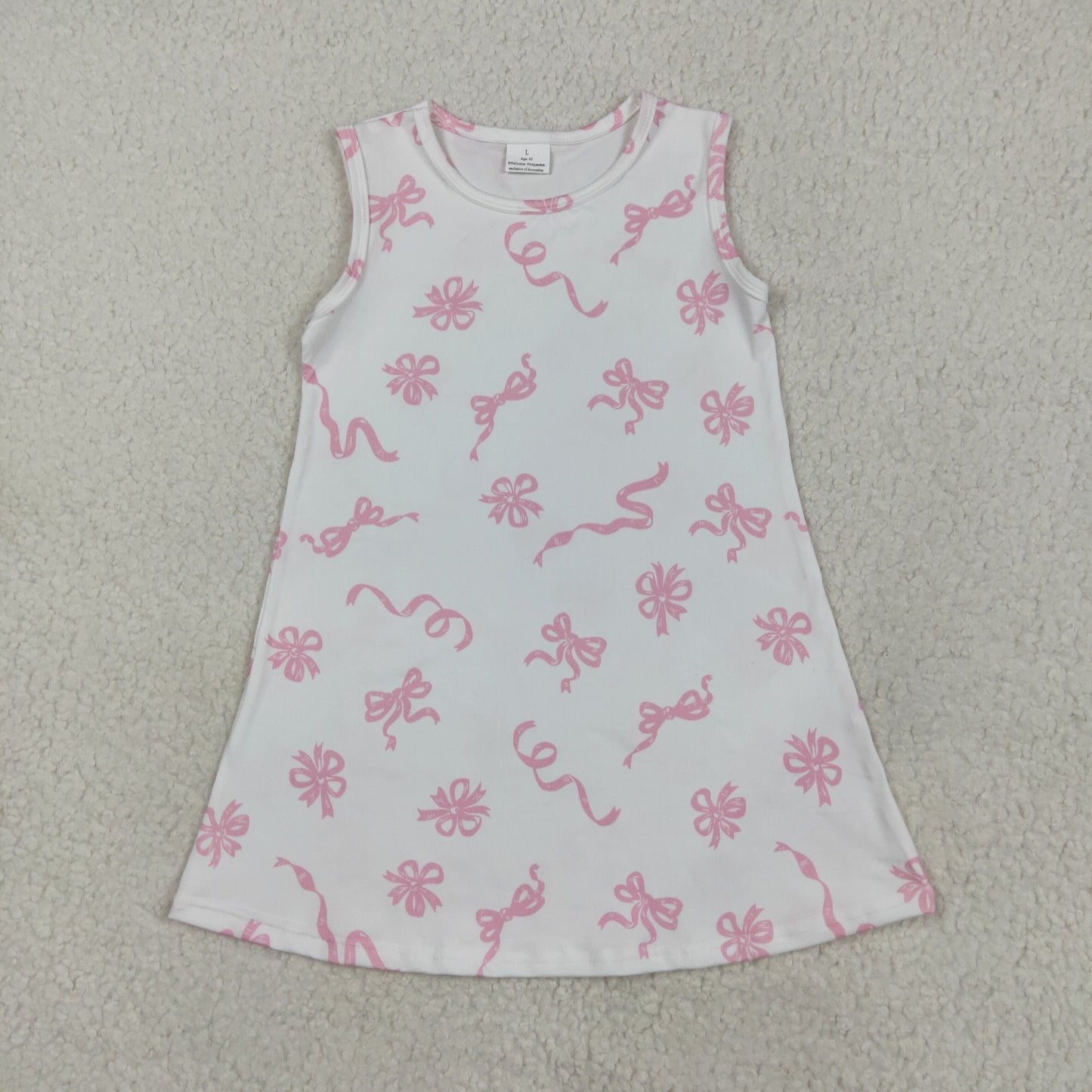 Sibling Baby Girls Sleeveless Bows Flowers Stripes Ruffle Knee Length Dresses