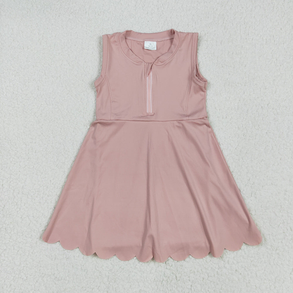 GSD2086 toddler girl clothes Sleeveless Dark Pink athletic summer yoga dresses