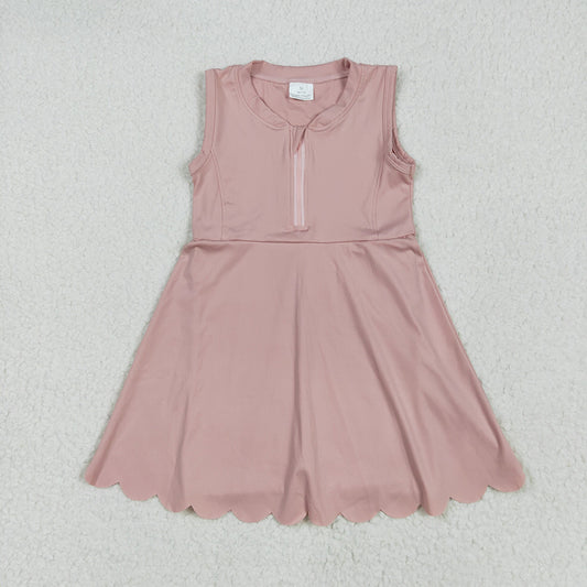 GSD2086 toddler girl clothes Sleeveless Dark Pink athletic summer yoga dresses