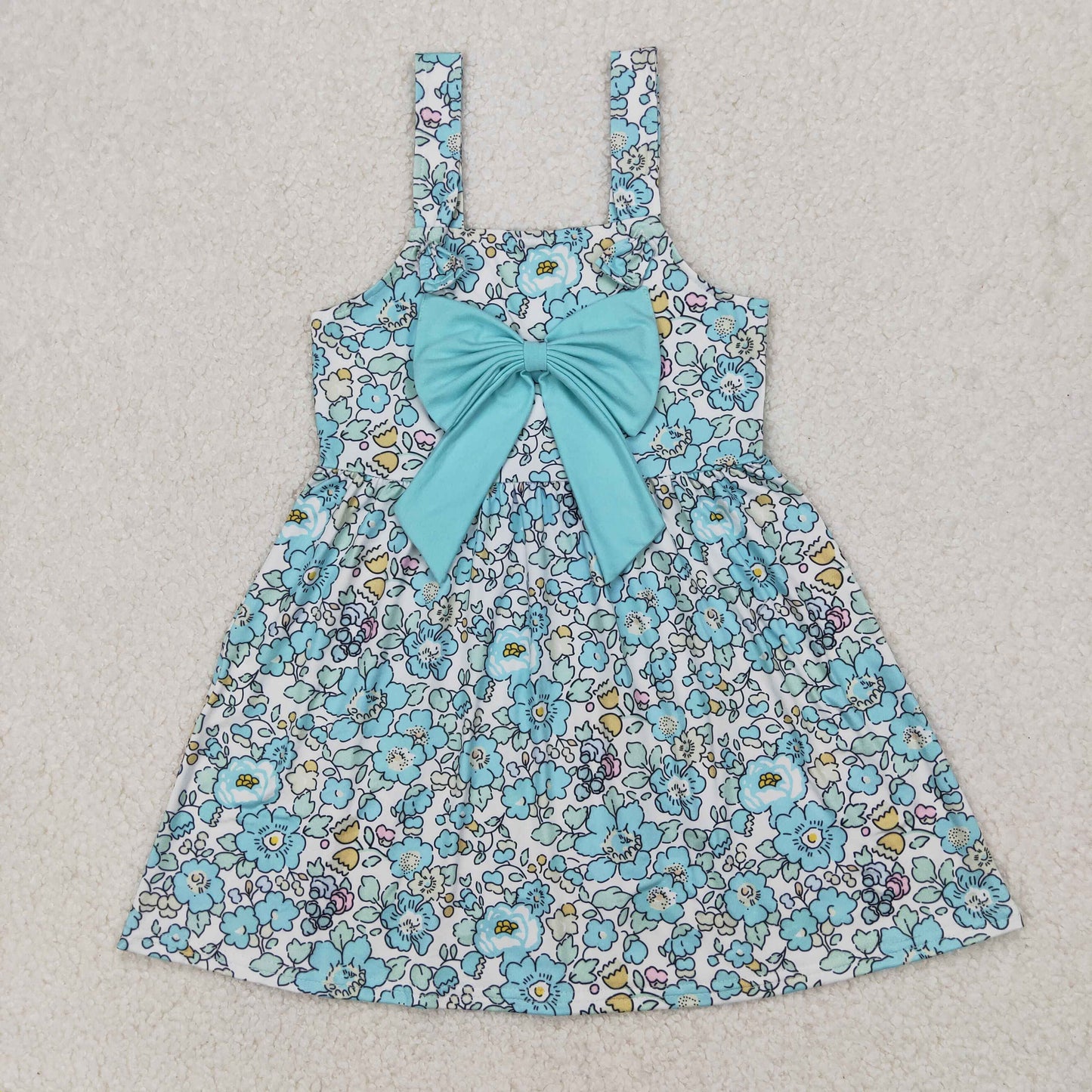 Sibling Baby Girls Straps Leopard Flowers Plaid Ruffle Knee Length Dresses