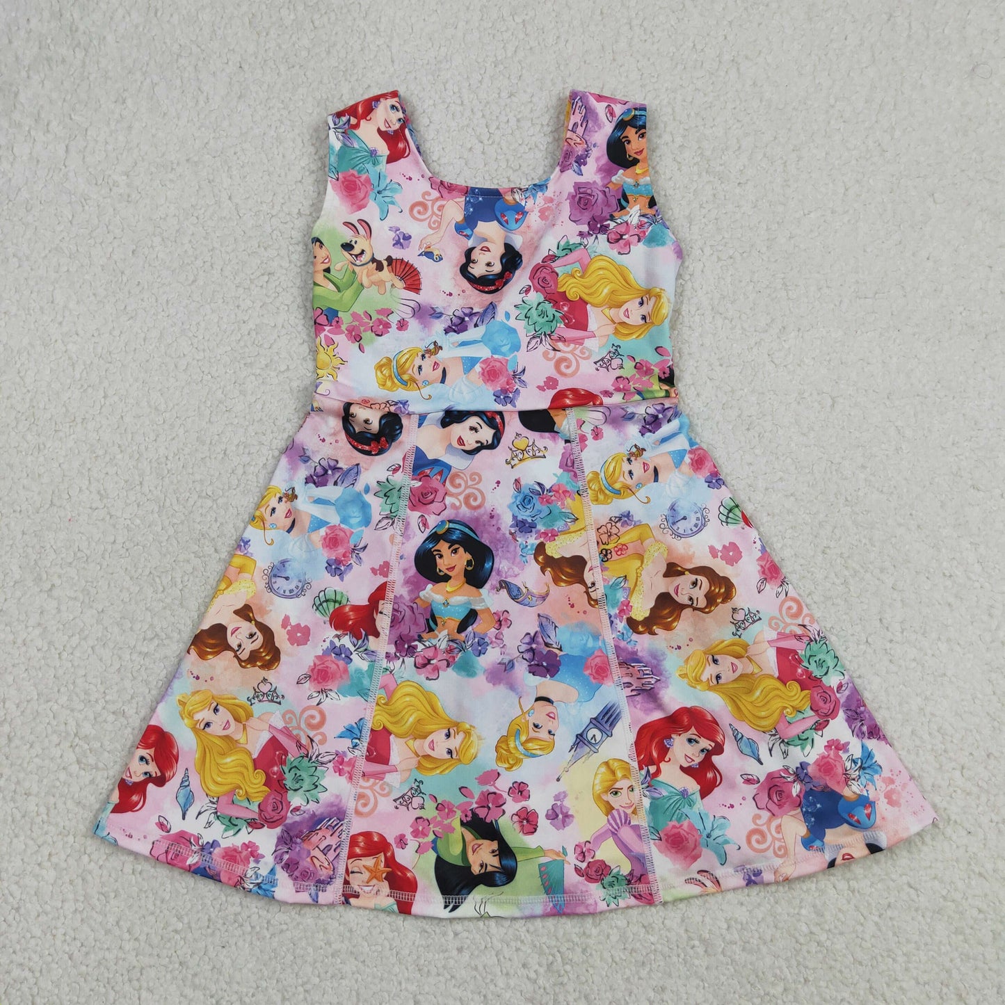GSD2136 Baby Girls Sleeveless Flowers Princesses Yoga Active Short Knee Length Dresses
