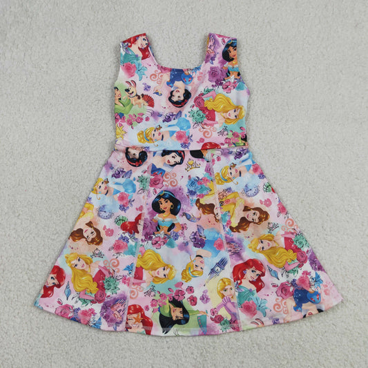 GSD2136 Baby Girls Sleeveless Flowers Princesses Yoga Active Short Knee Length Dresses