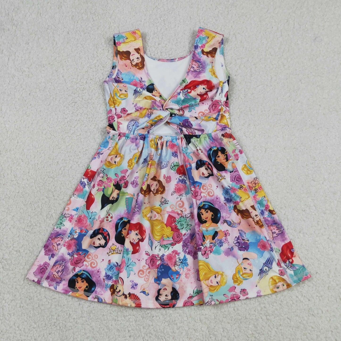 GSD2136 Baby Girls Sleeveless Flowers Princesses Yoga Active Short Knee Length Dresses