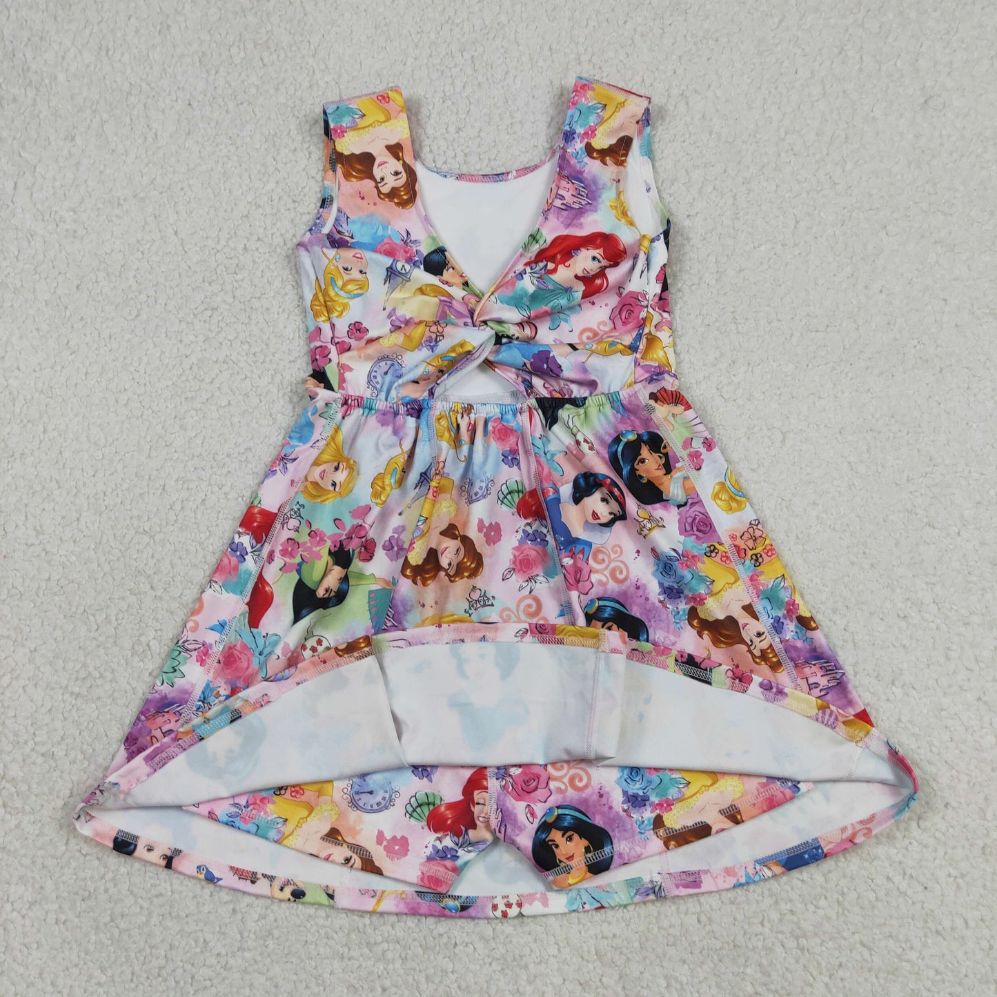 GSD2136 Baby Girls Sleeveless Flowers Princesses Yoga Active Short Knee Length Dresses