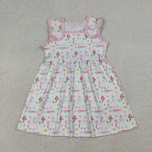 GSD2142 Baby Girls Sleeveless Mermaid Fishes Knee Legth Dresses