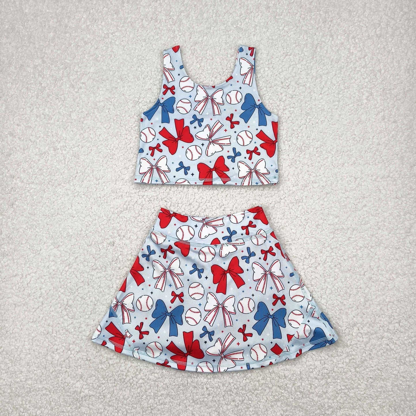 Sibling Baby Girls Football Baseball Cheer Yoga Active Wear Top Shorts Skirts Clothes Sets
