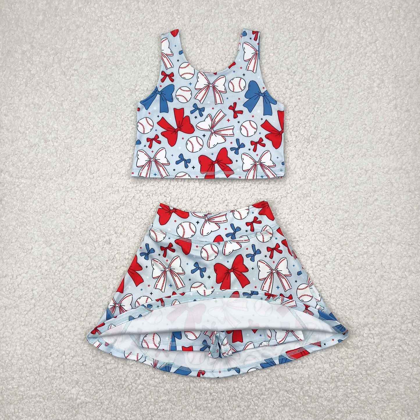 Sibling Baby Girls Football Baseball Cheer Yoga Active Wear Top Shorts Skirts Clothes Sets