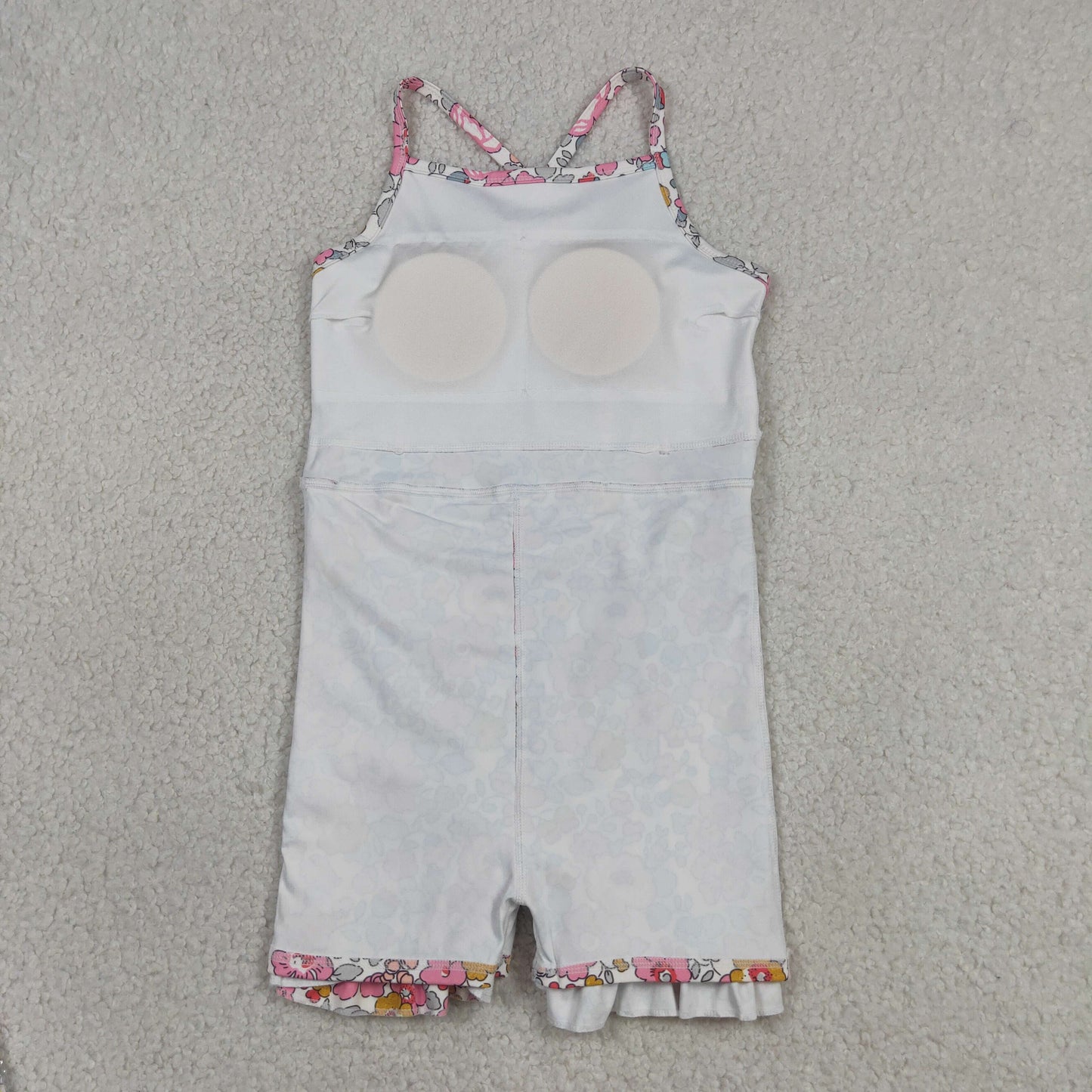 GSD2278 Baby Girls Strap Colorful Flowers Yoga Active Short Ruffle Knee Length Dress