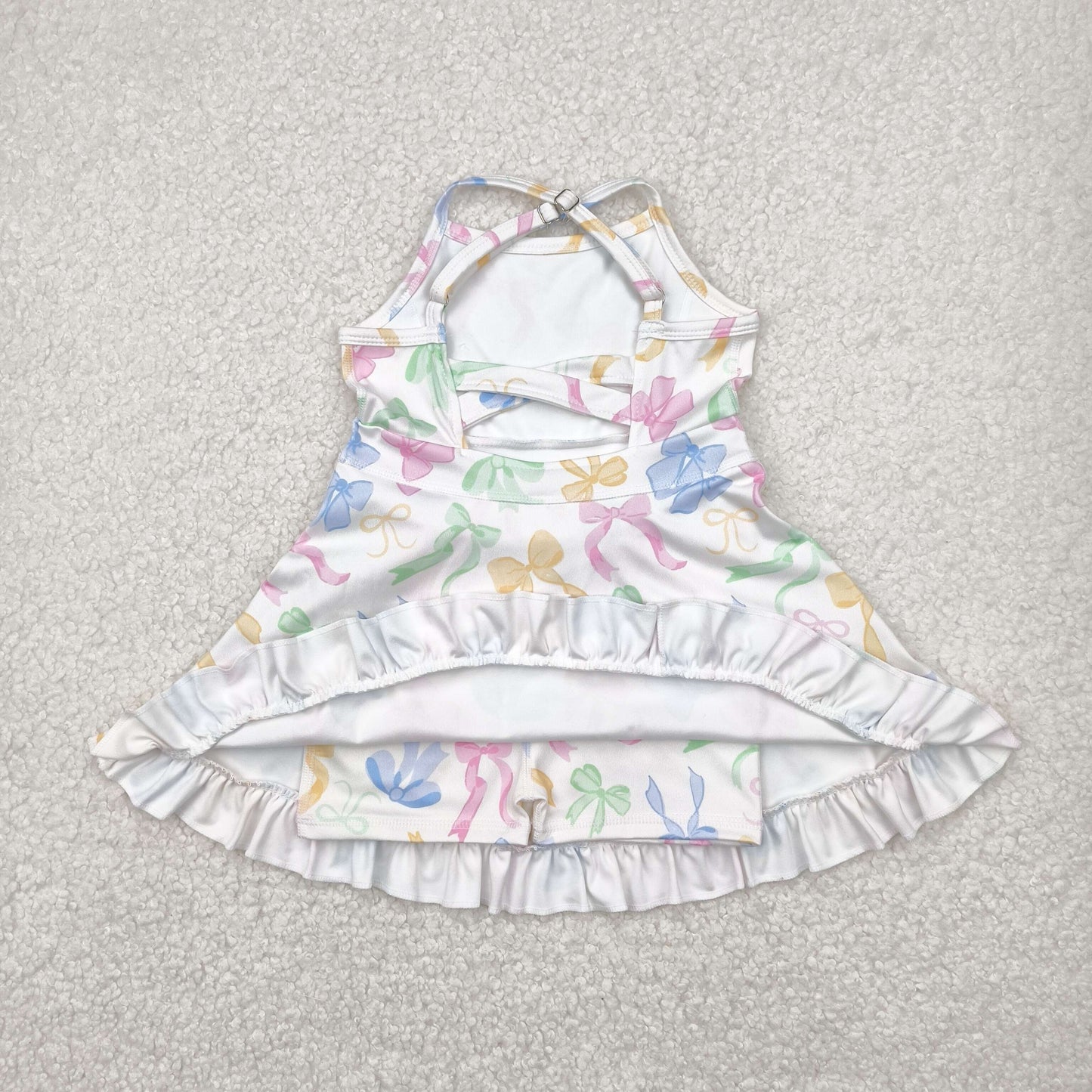Sibling Baby Girls Colorful Bows Yoga Active Wear Skort Knee Length Dresses