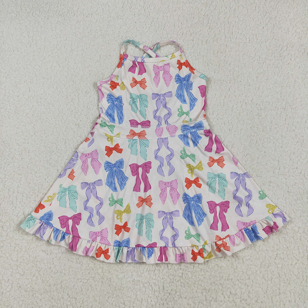 GSD2291 toddler girl clothes colorful bows athletic summer yoga dresses