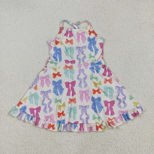 GSD2291 toddler girl clothes colorful bows athletic summer yoga dresses