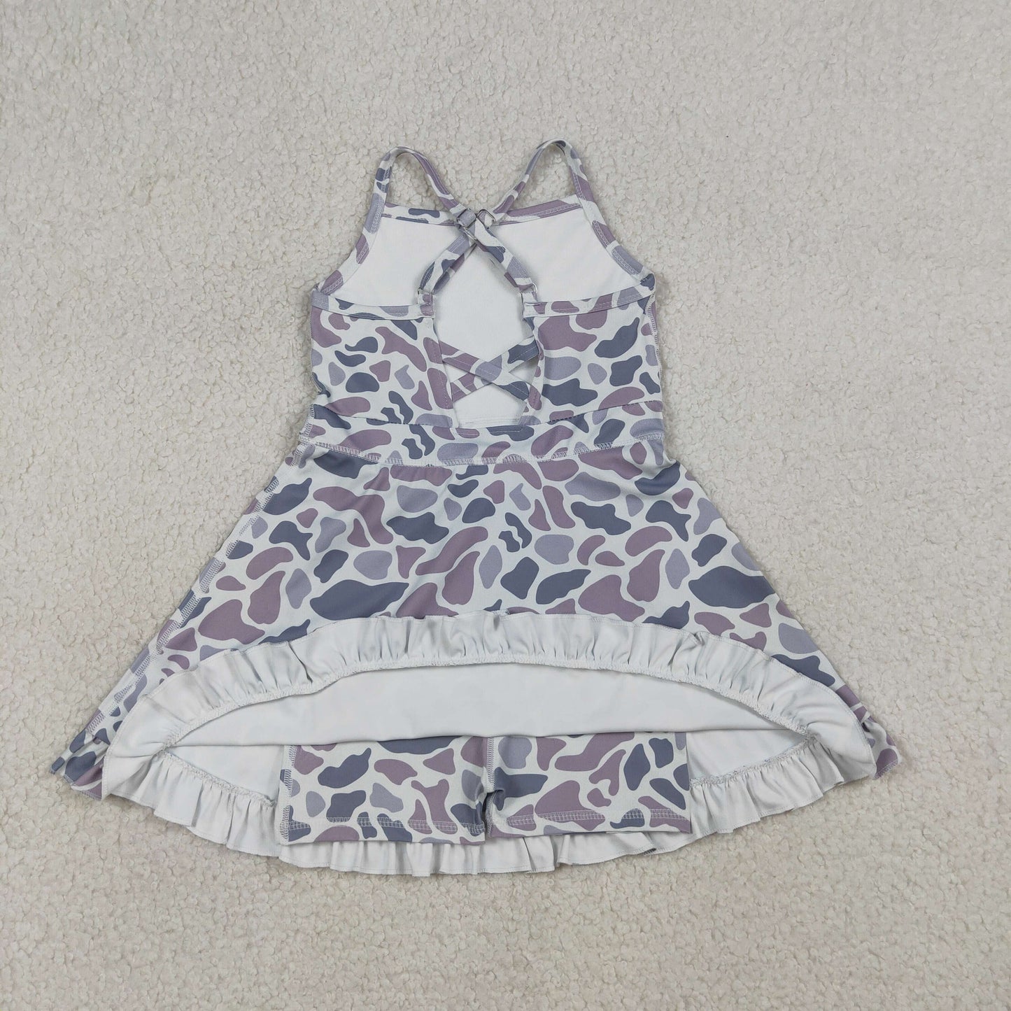 Sibling 6 colors Baby Girls Strap Camo Yoga Ruffle Knee Length Dresses