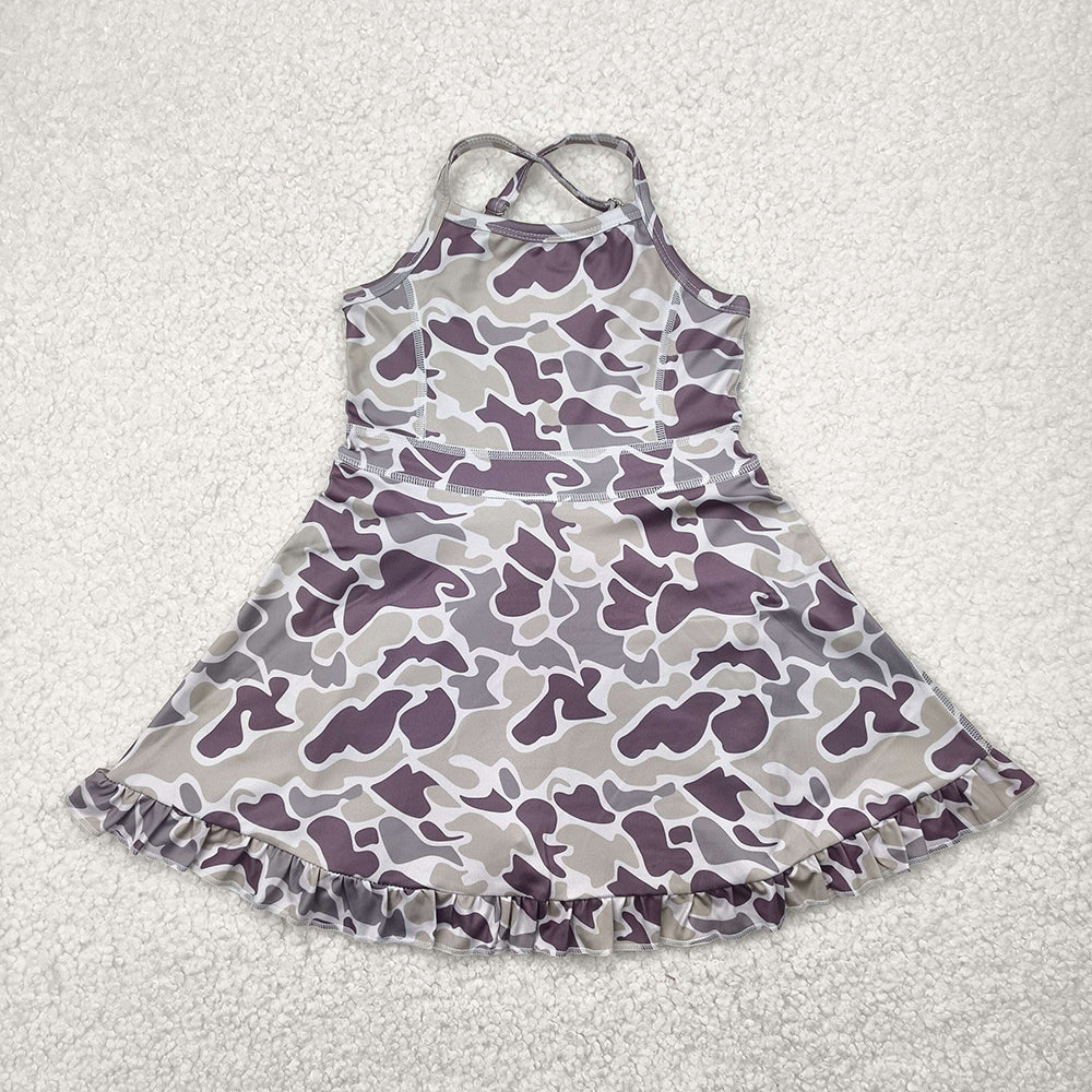 GSD2312 toddler girl clothes grey camouflage athletic summer yoga dresses