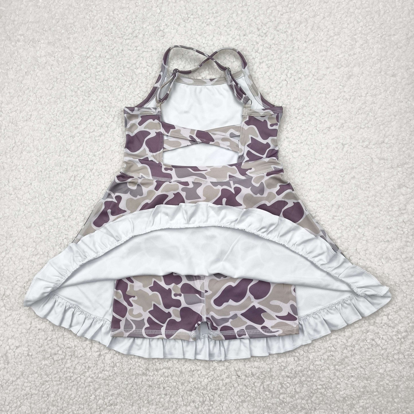 Sibling 6 colors Baby Girls Strap Camo Yoga Ruffle Knee Length Dresses