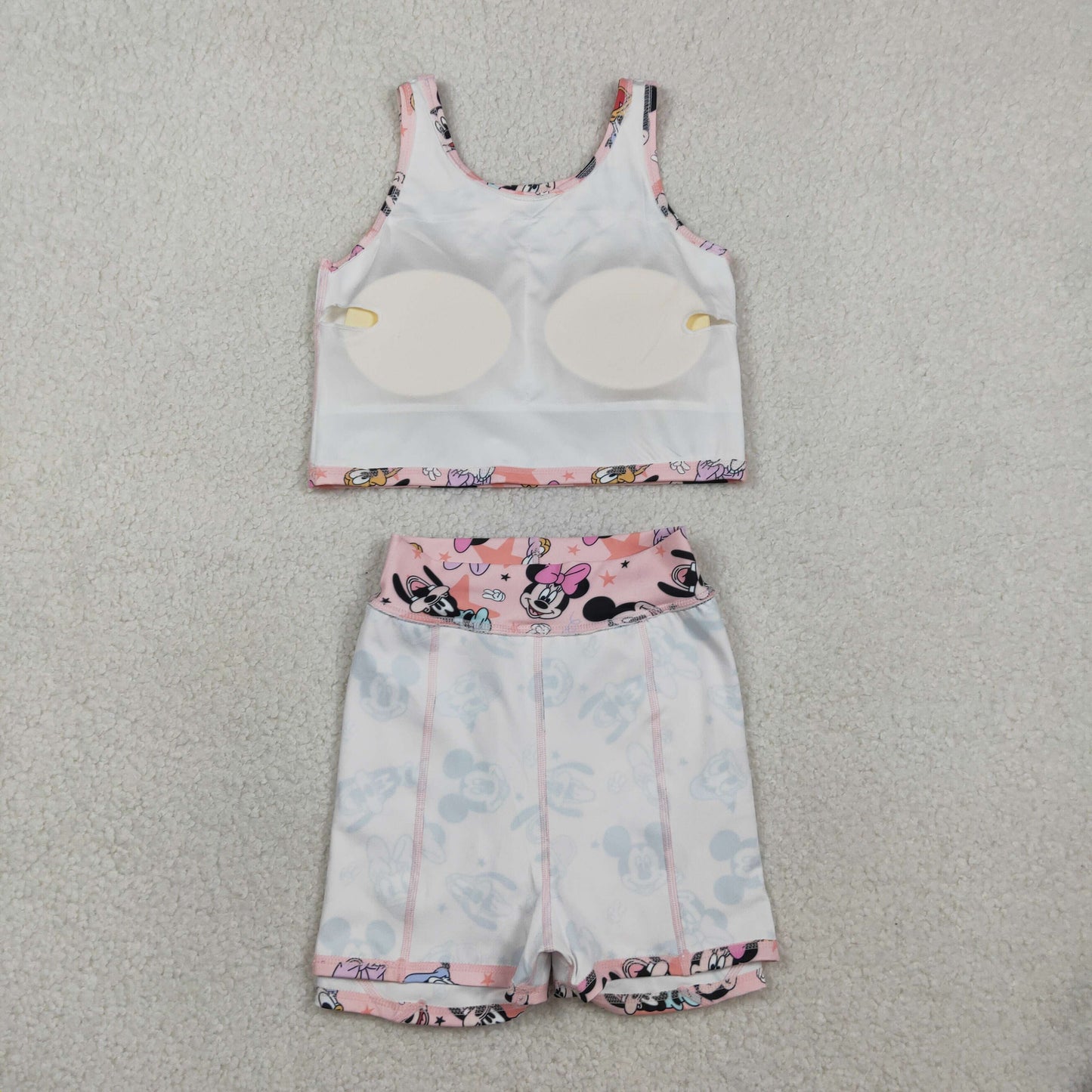 Sibling Baby Girls Cartoon Vest Top Skirt Shorts Yoga Activity Wear Clothes Sets