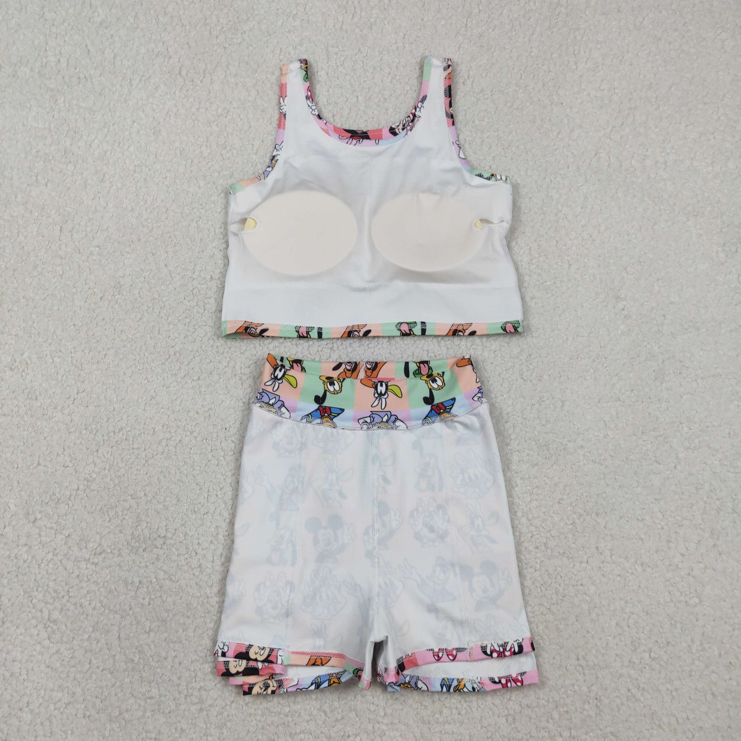 GSD2333 Baby Girls Cartoon Mouses Ducks Vest Top Skirt Shorts Yoga Active Clothes Sets