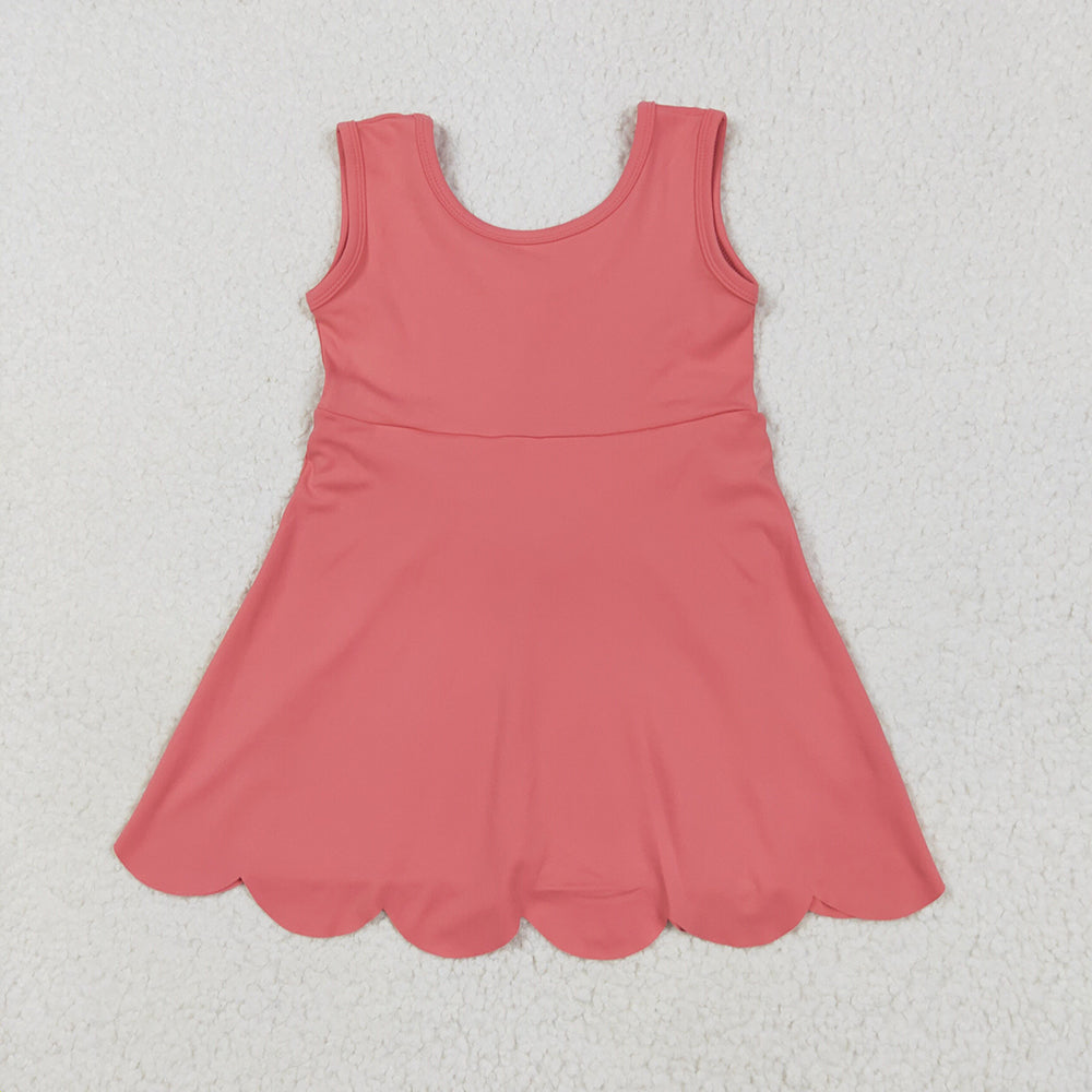 GSD2350 toddler girl clothes coral scallop athletic summer yoga dresses