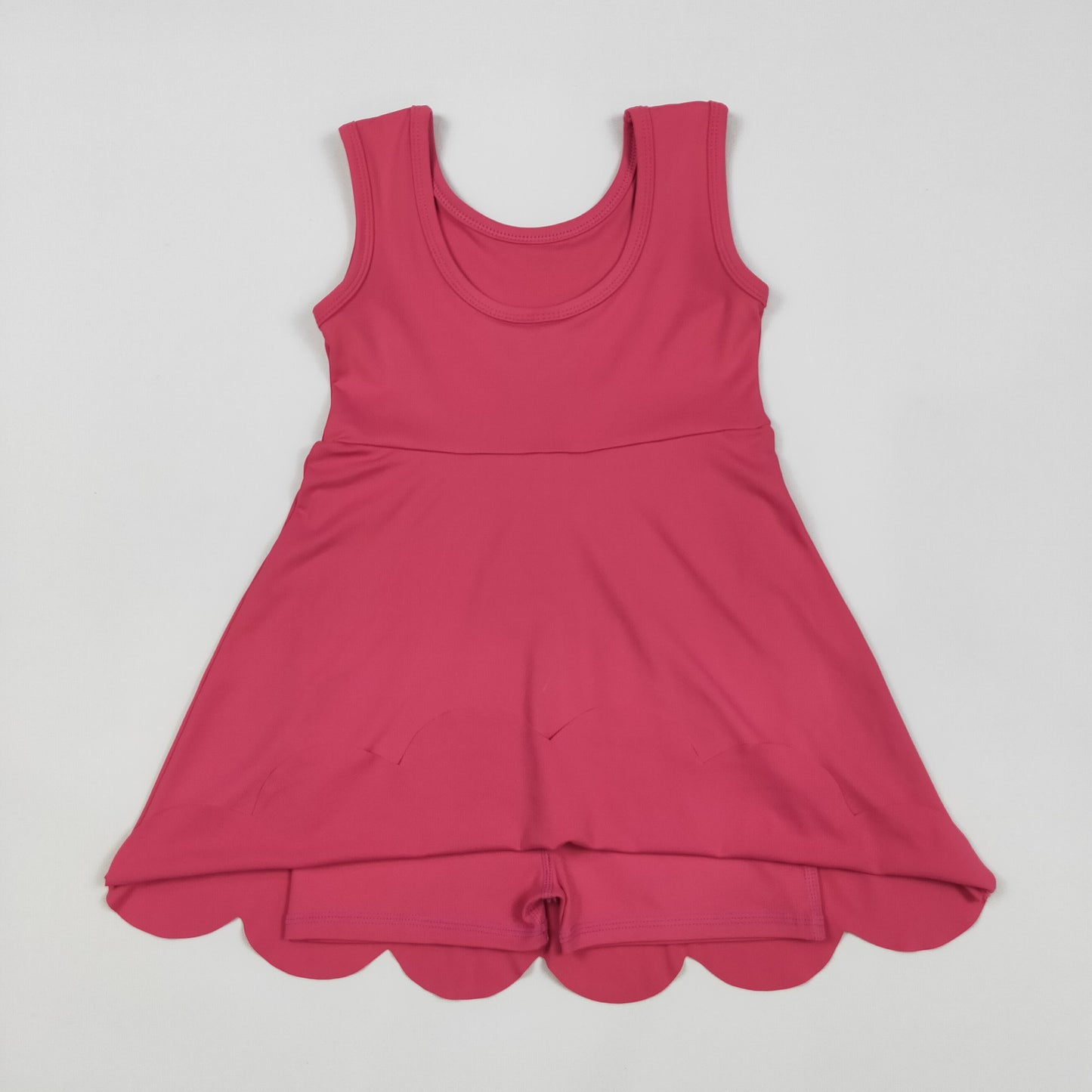 GSD2352 Baby Girls Sleeveless Hot Pink Yoga Active Shorts Knee Length Dresses