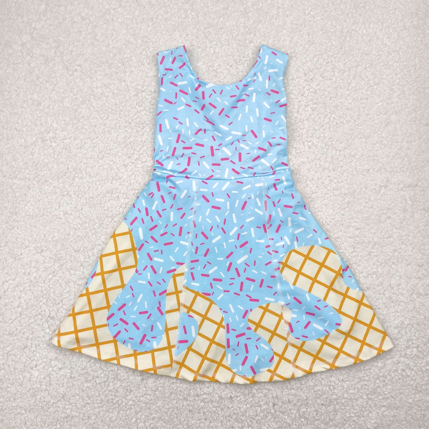 Sibling Baby Girls Boys Blue Ice-cream Drip Shorts Dresses