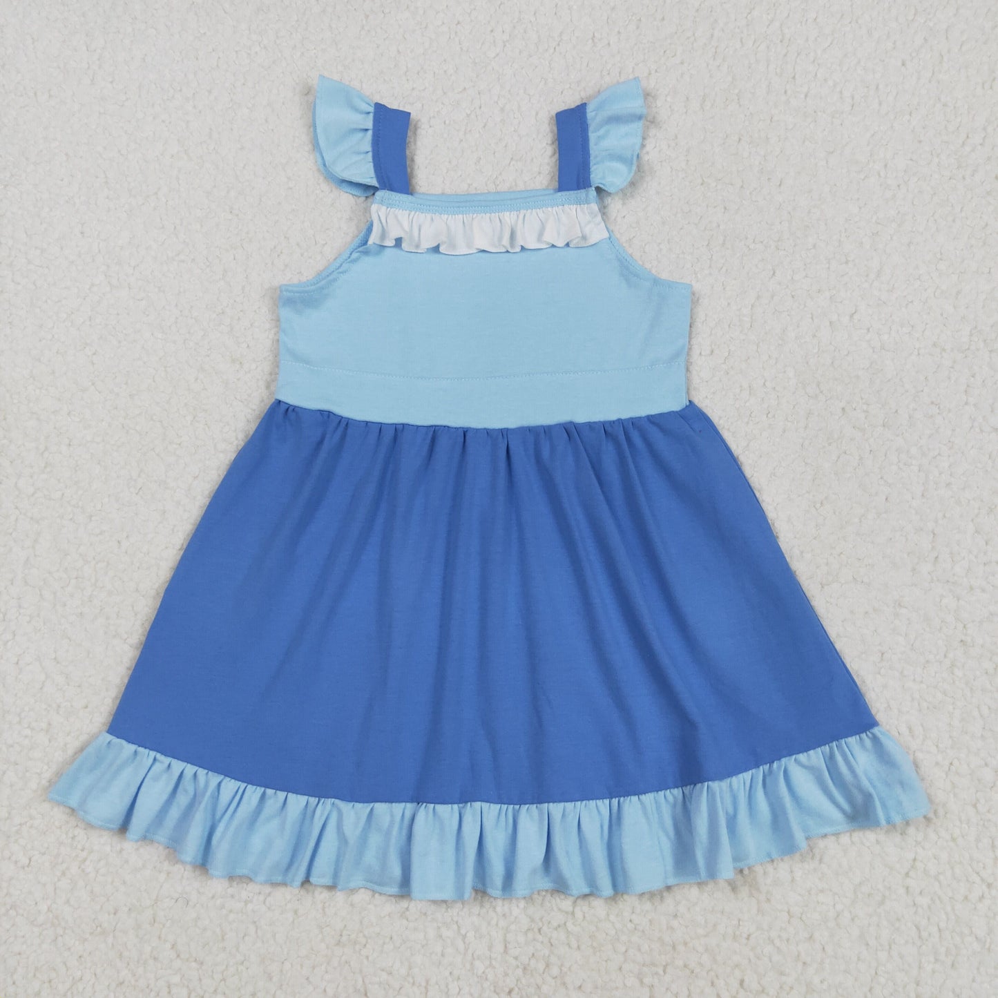Sibling Baby Girls Flowers Plaid Flutter Sleeve Ruffle Knee Length Dresses