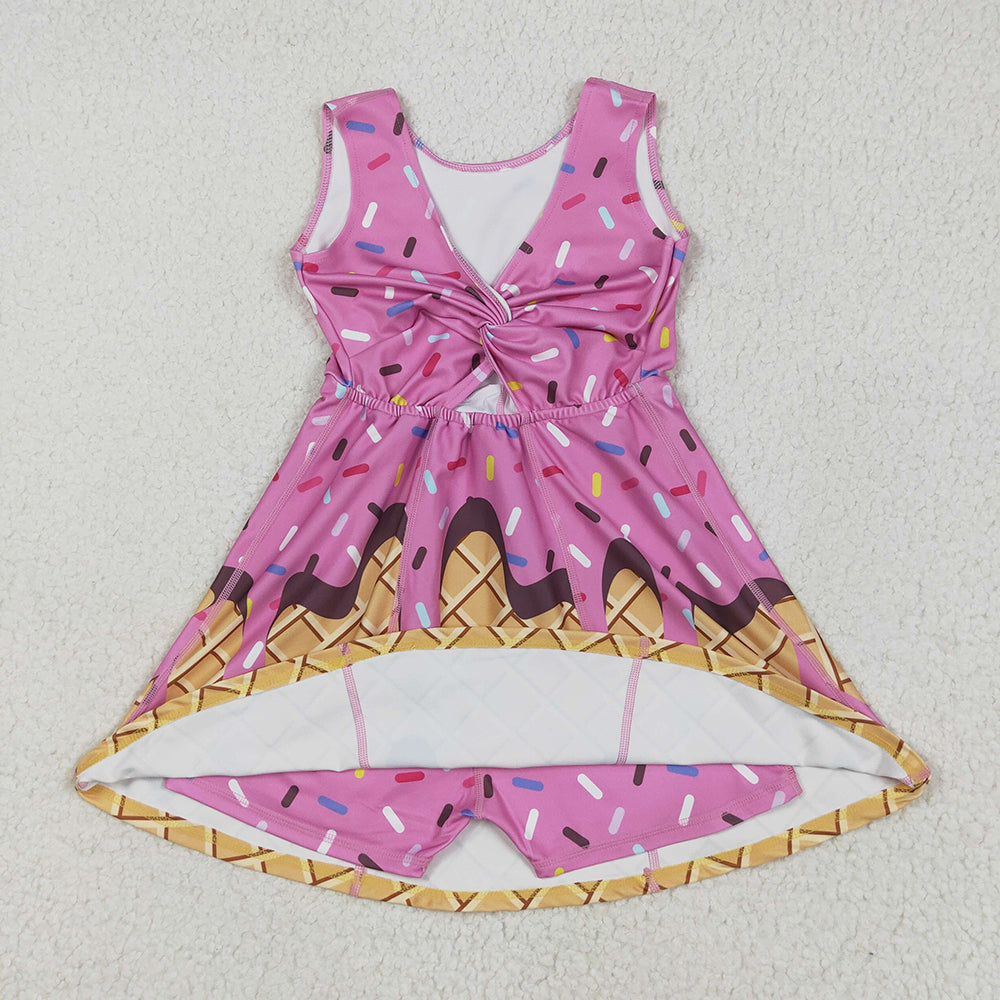 GSD2413 toddler girl clothes pink team sprinkles athletic summer yoga dresses