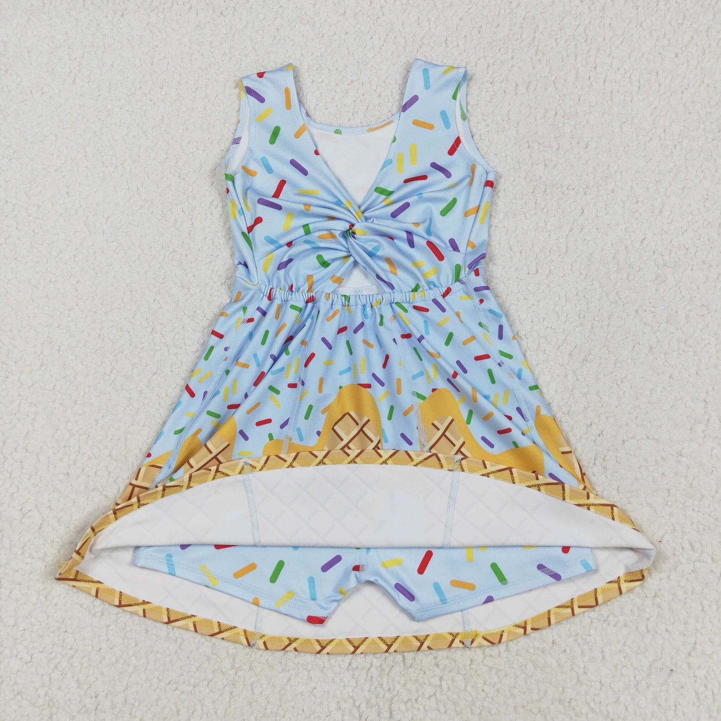 Sibling Baby Girls Ice-cream Drip Yoga Skort Knee Length Dresses