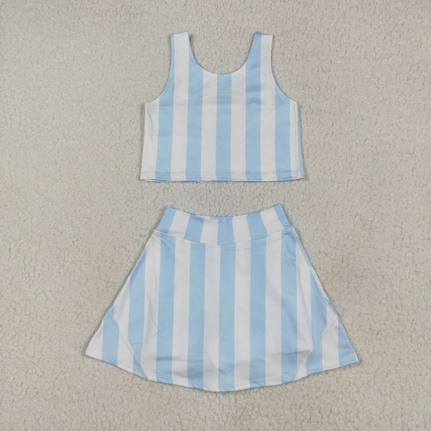 Sibling Baby Girls Sleeveless Stripe Checked Leopard Vest Top Yoga Athletic Skorts Sets