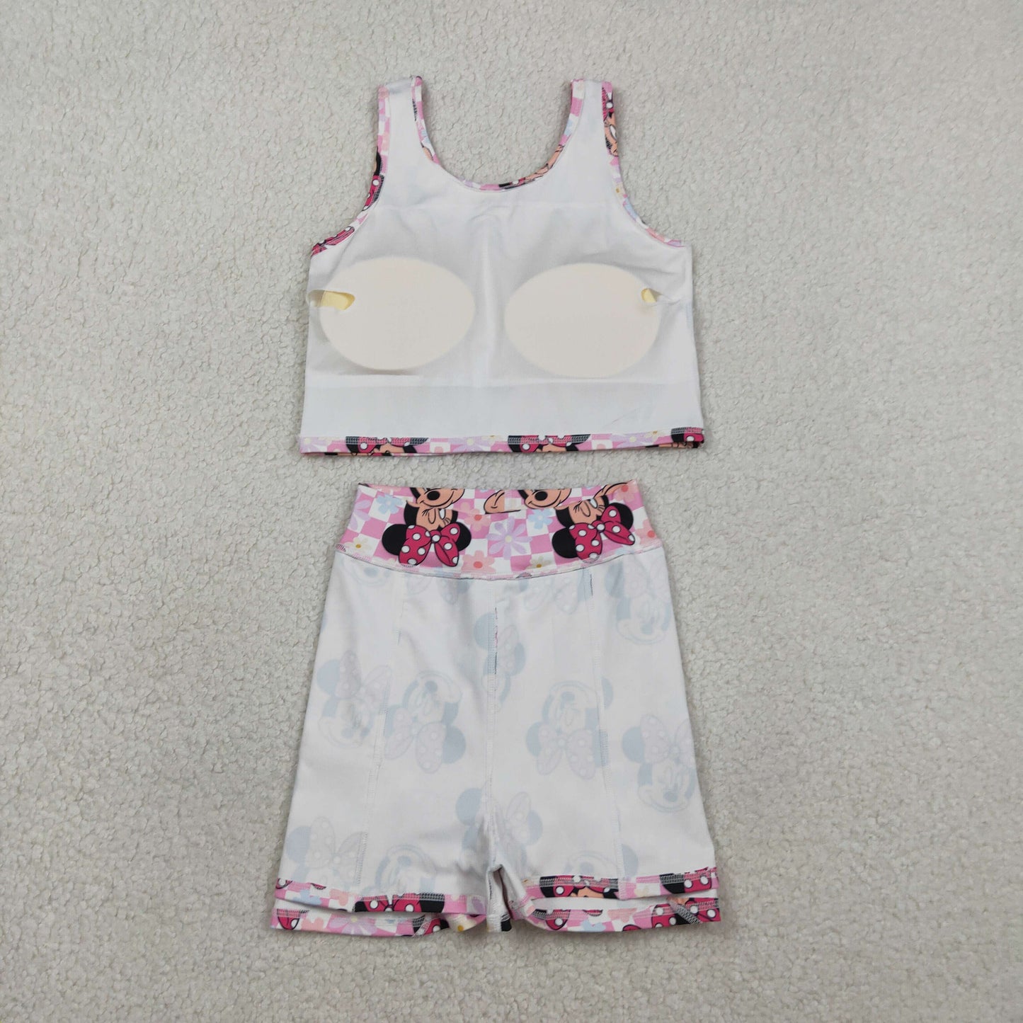 GSD2460 Baby Girls Cartoon Mouses Vest Top Skirt Shorts Yoga Active Clothes Sets