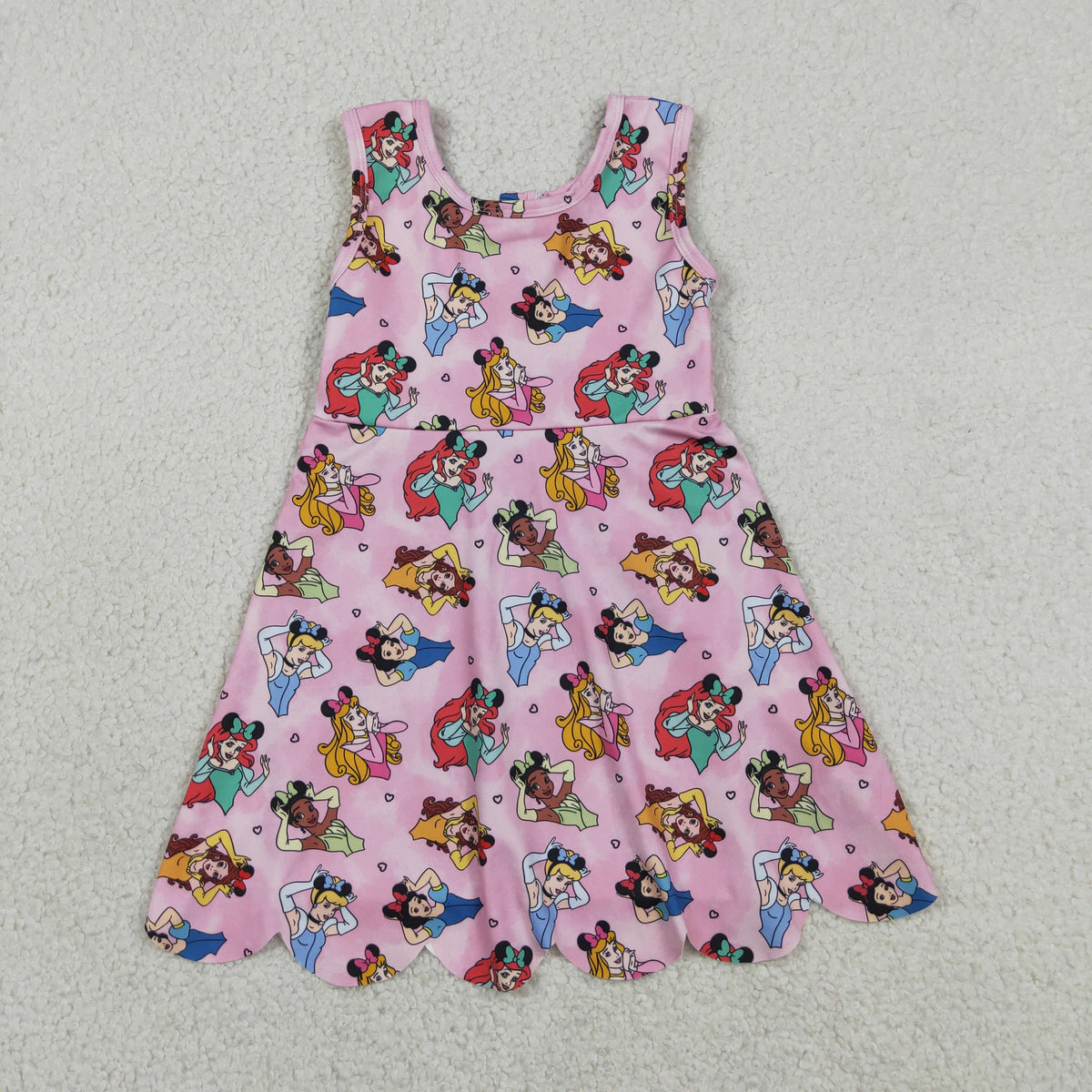 GSD2491 Baby Girls Sleeveless Cartoon Princesses Yoga Active Short Knee Length Dresses
