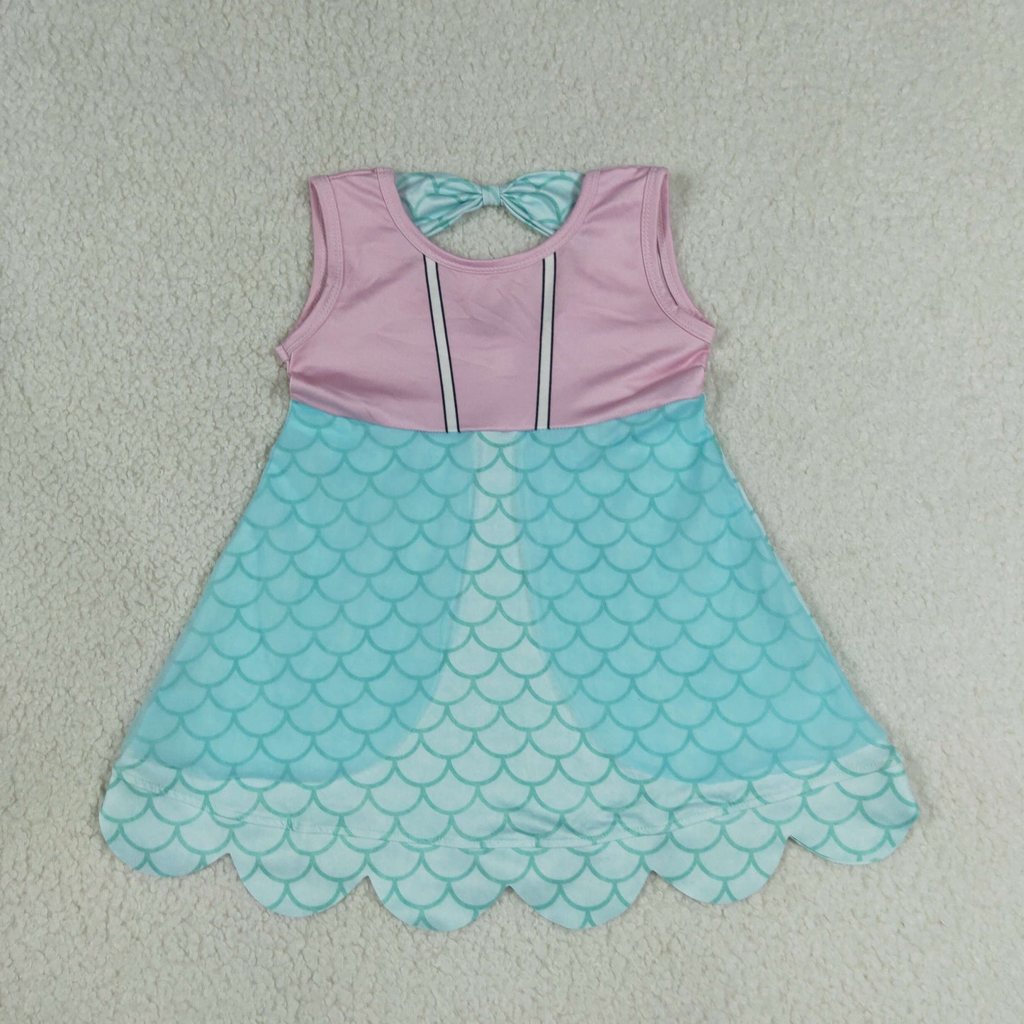 Sibling Baby Girls Sleeveless Cartoon Scallop Knee Length Dresses