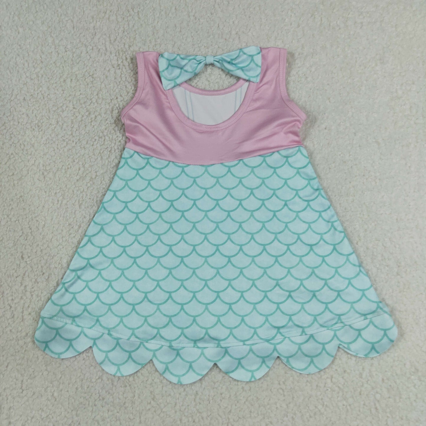 Sibling Baby Girls Sleeveless Cartoon Scallop Knee Length Dresses