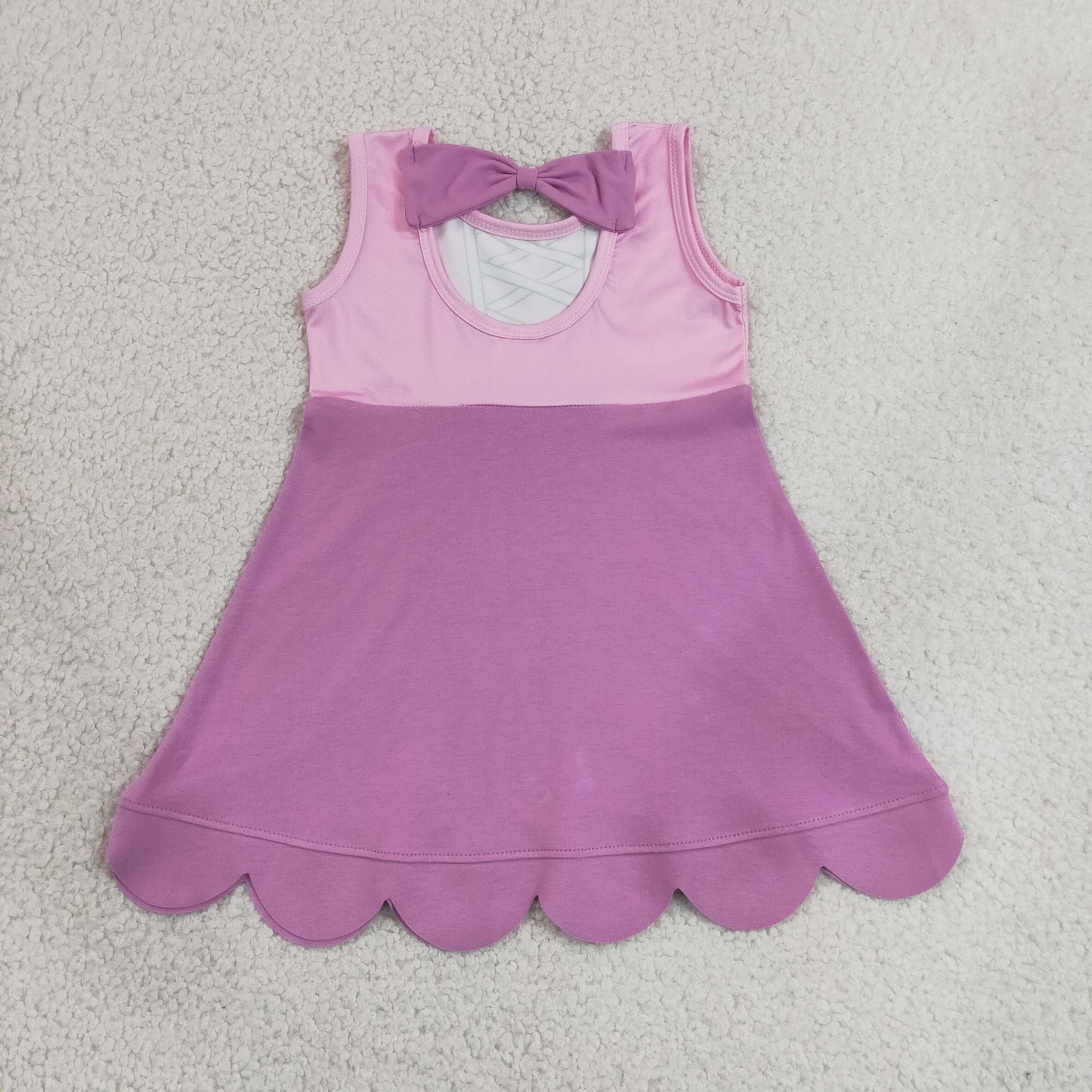 Sibling Baby Girls Sleeveless Cartoon Scallop Knee Length Dresses