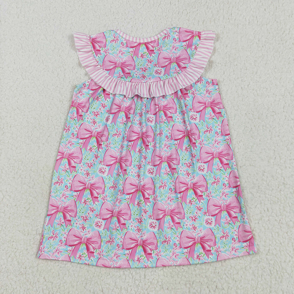 GSD2534  toddler clothes embroidery I Love Dad bows flowers baby girl summer dresses