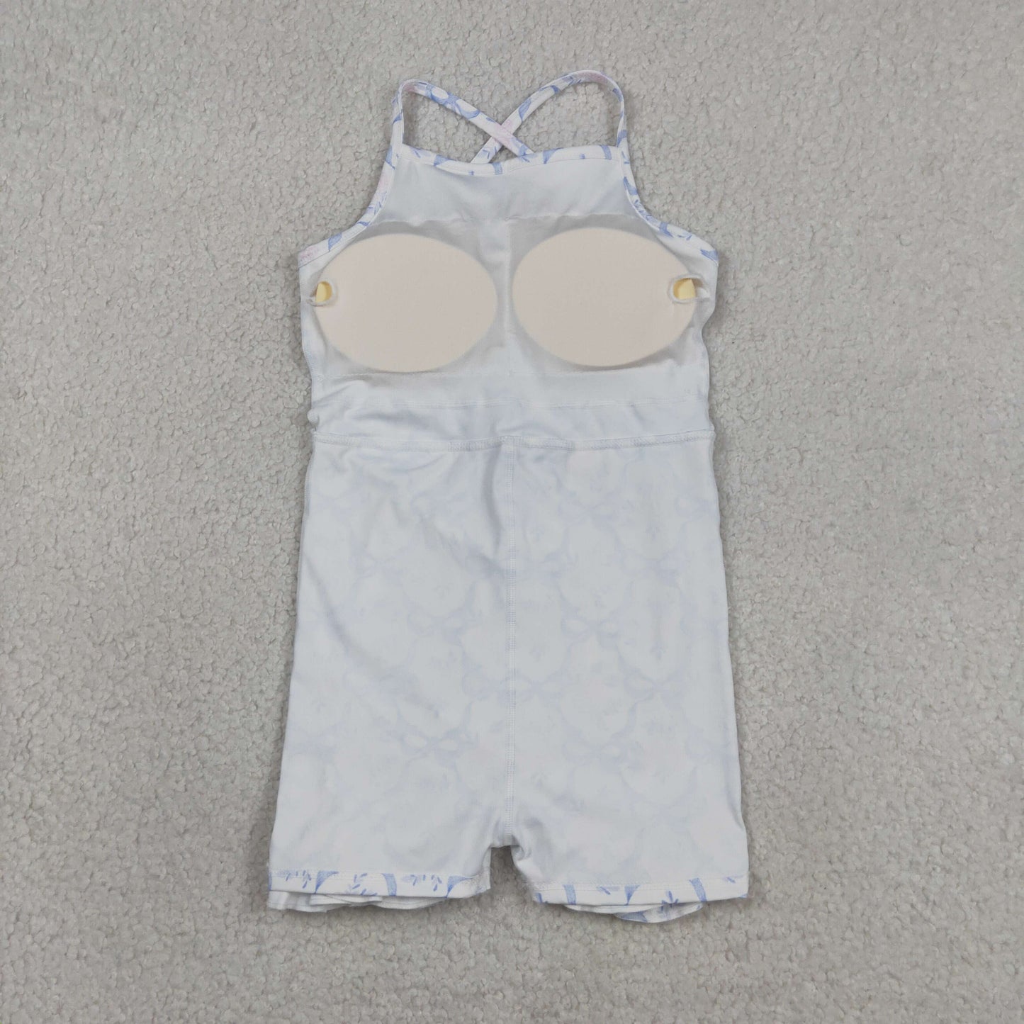 GSD2580 Baby Girls Blue Bows Flowers Checked Yoga Active Short Ruffle Knee Length Dresses