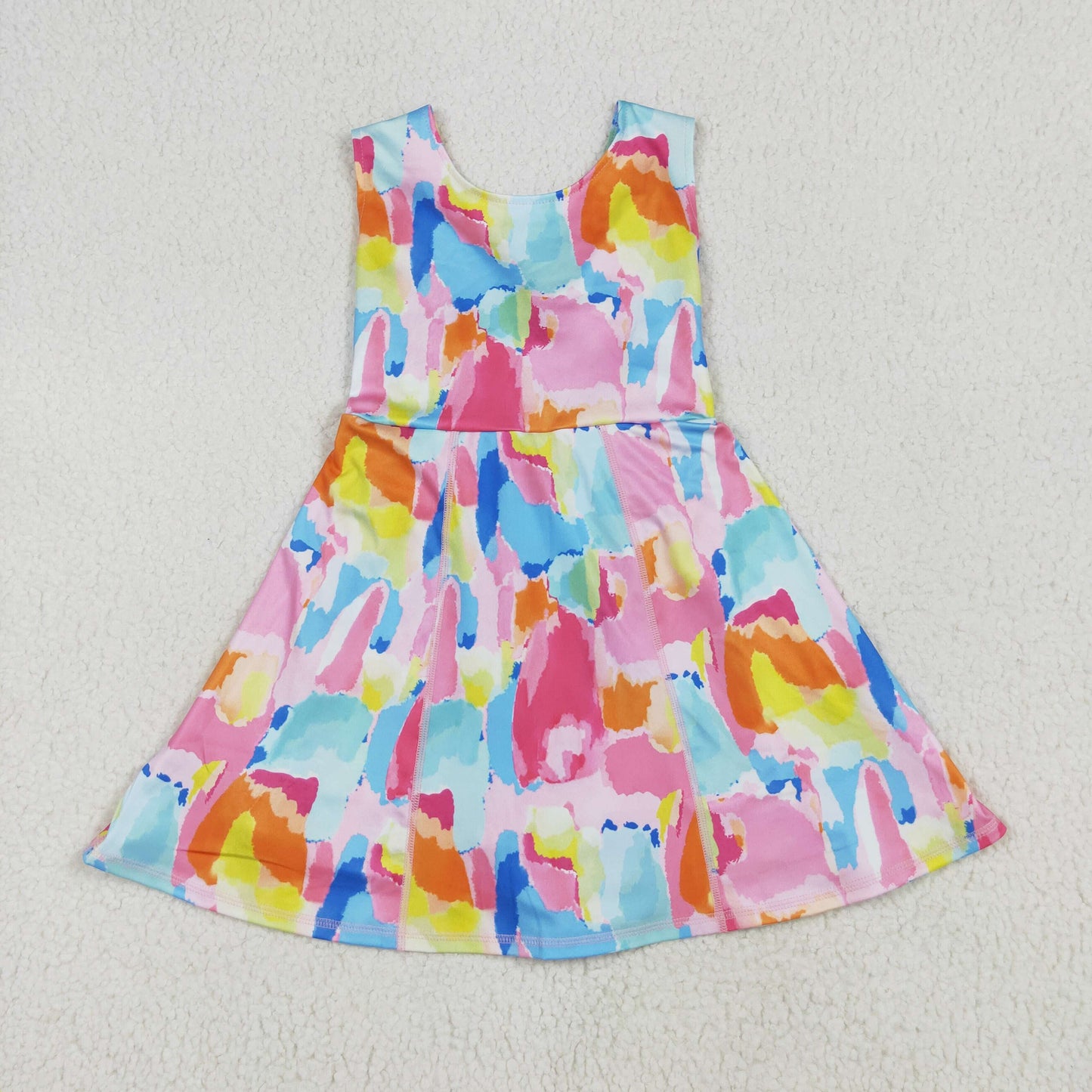 Sibling Baby Girls Sleeveless Flower Bows Yoga Active Shorts Knee Length Dresses