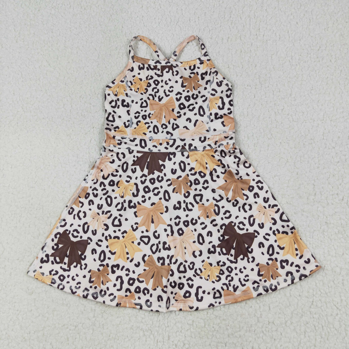 Sibling 3 Colors Baby Girls Colorful Leopard Shorts Yoga Active Knee Length Dresses