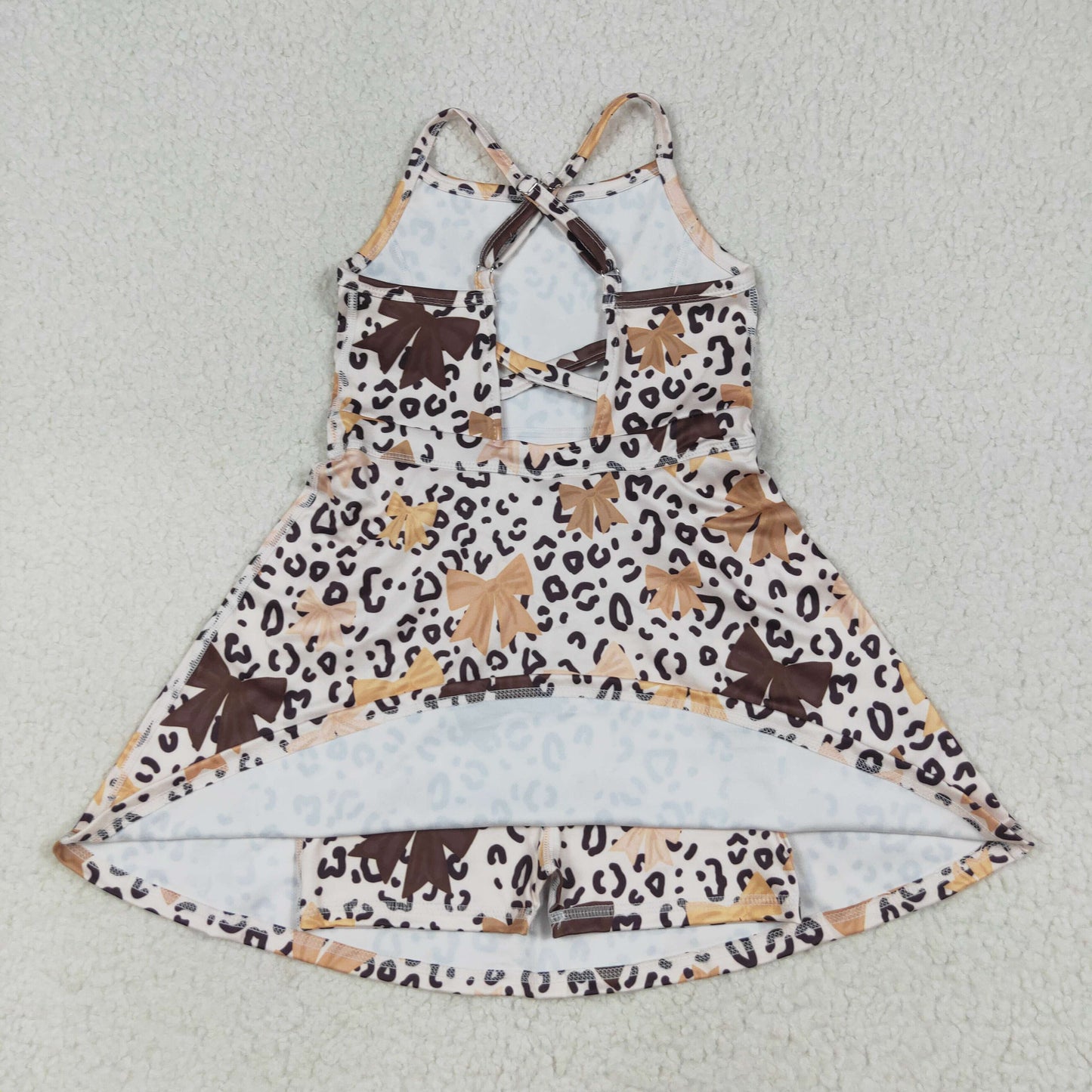 Sibling 3 Colors Baby Girls Colorful Leopard Shorts Yoga Active Knee Length Dresses