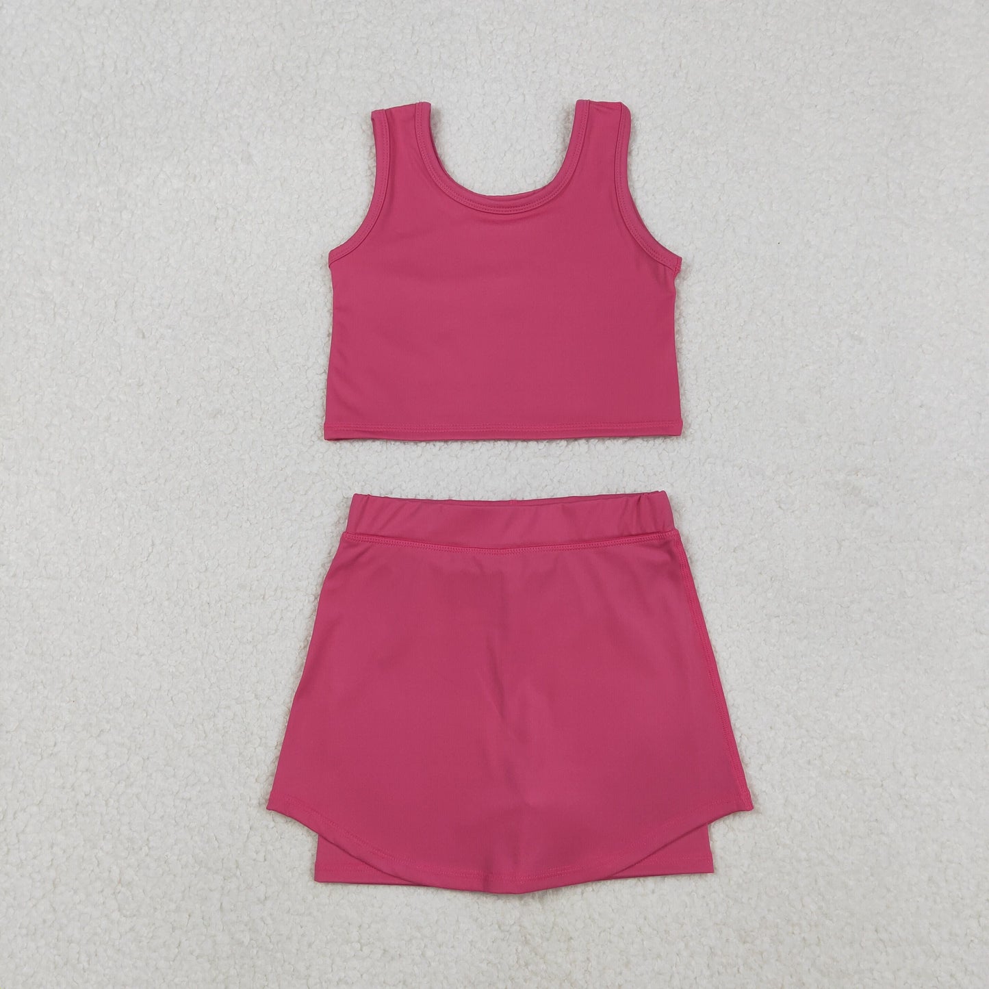 Sibling Baby Girls Pink Blue Sleeveless Vest Skirt Shorts Yoga Active Clothes Sets