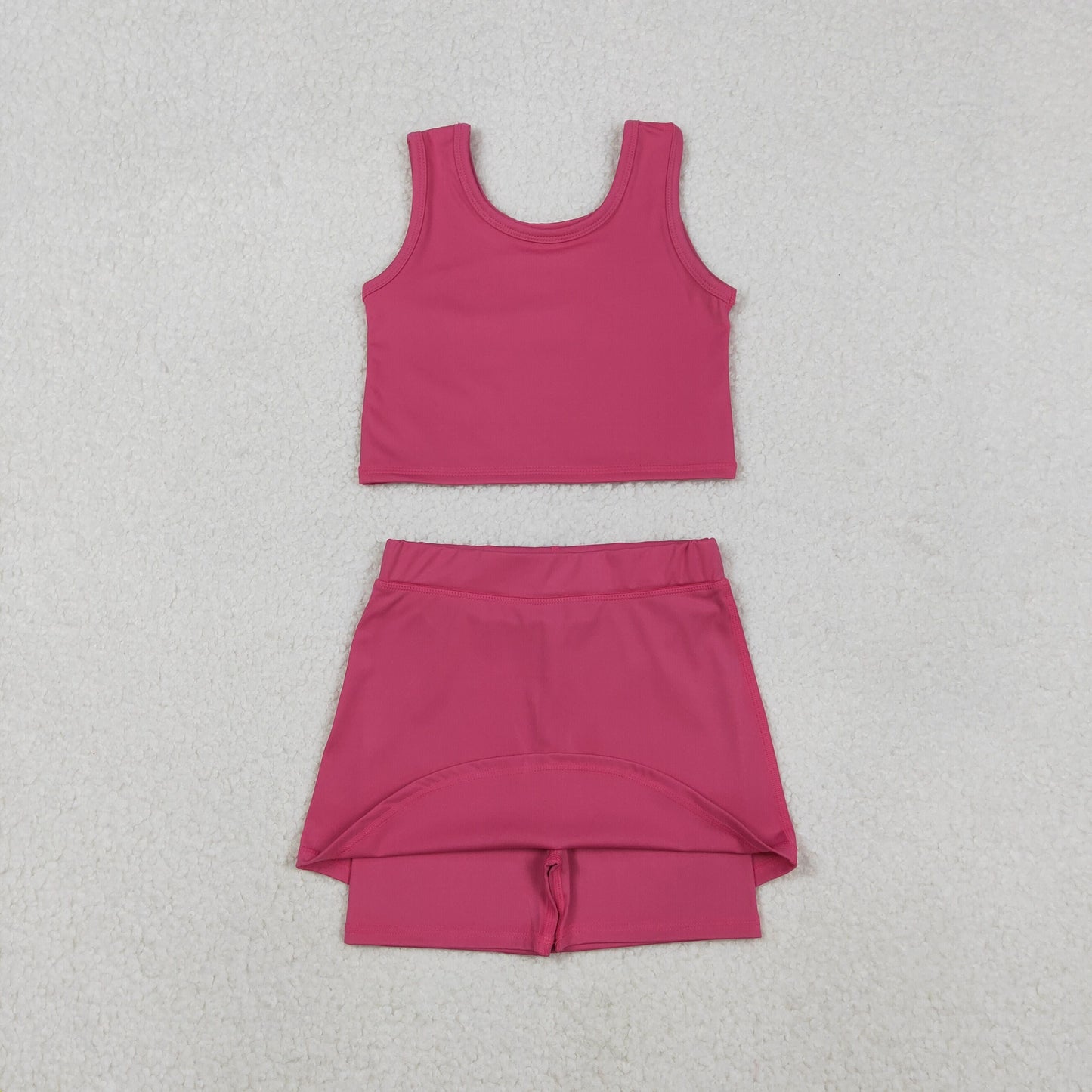 Sibling Baby Girls Pink Blue Sleeveless Vest Skirt Shorts Yoga Active Clothes Sets