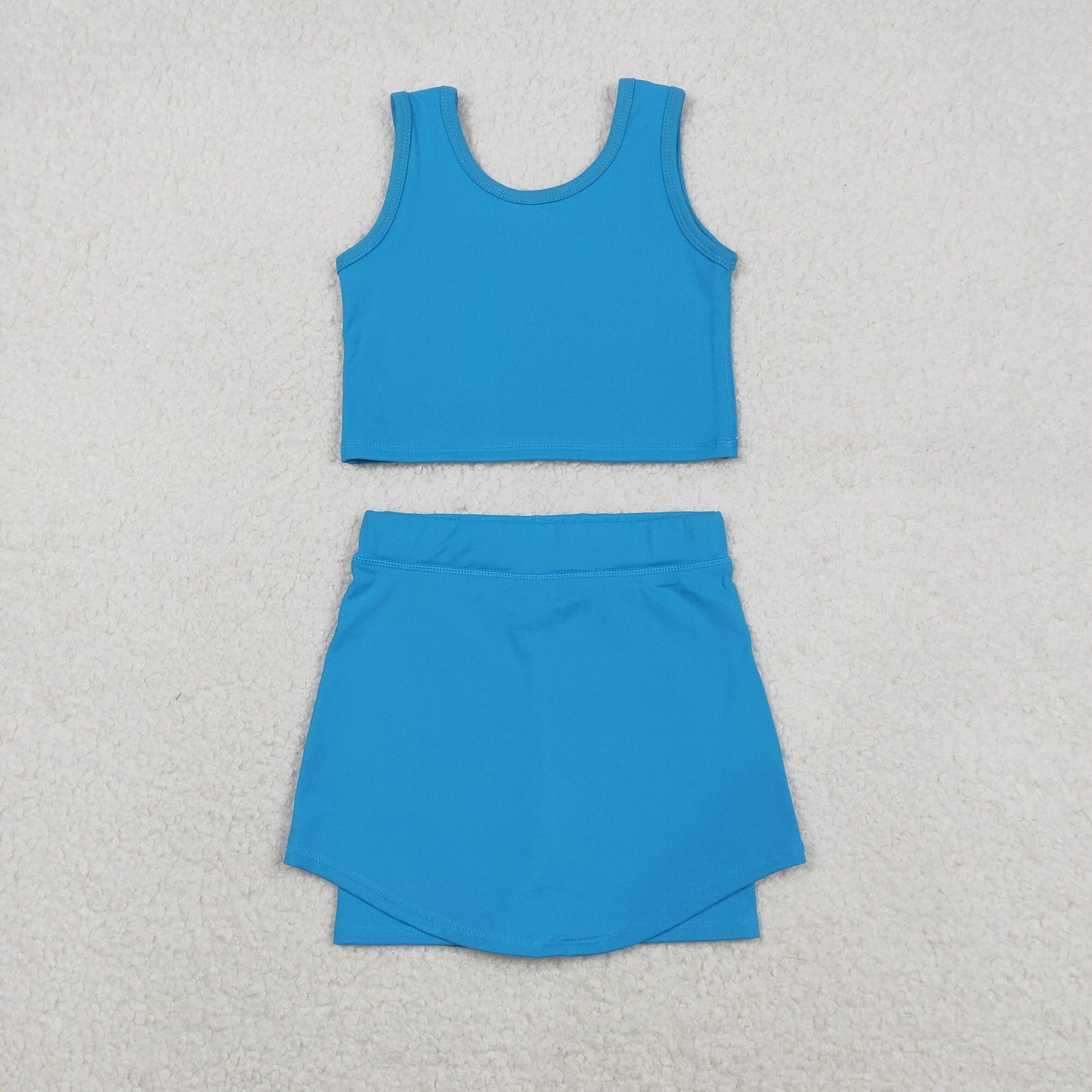 Sibling Baby Girls Pink Blue Sleeveless Vest Skirt Shorts Yoga Active Clothes Sets