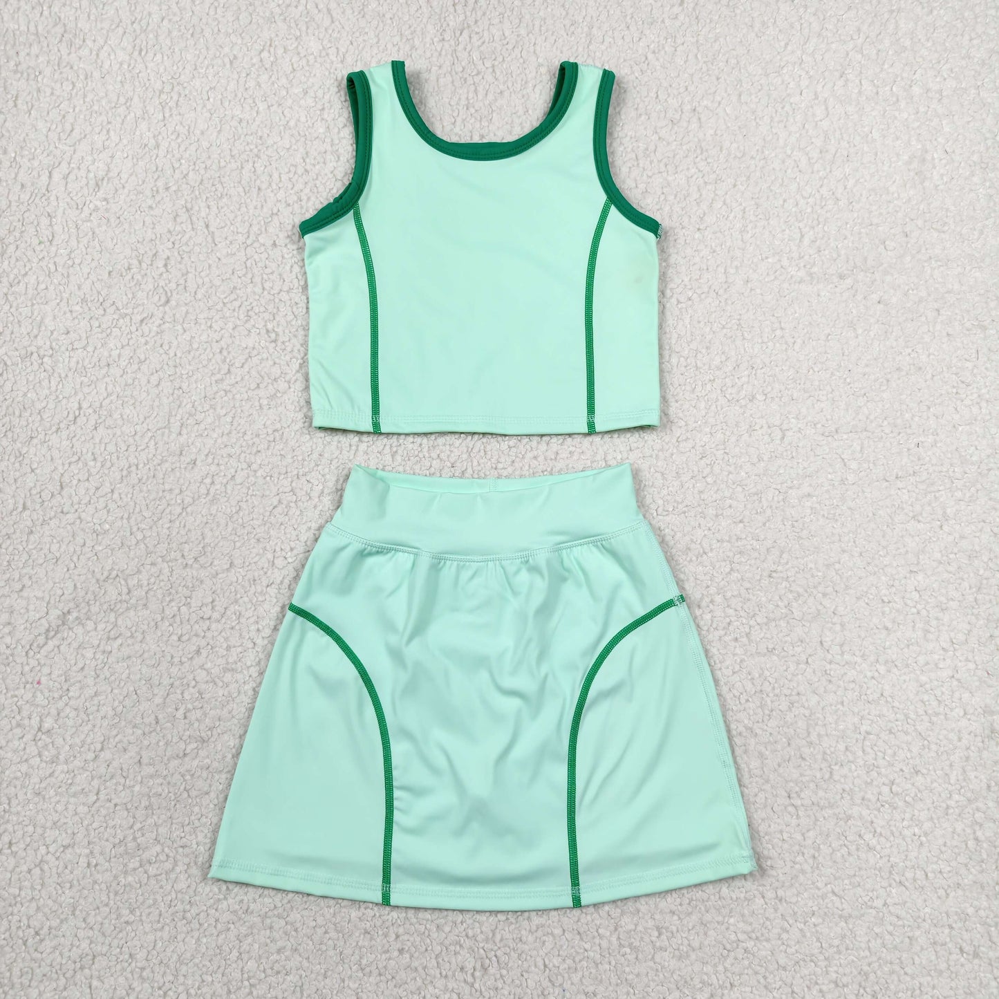 Sibling Baby Girls Sleeveless Vest Top Skirt Short Yoga Active Sport Clothes Sets