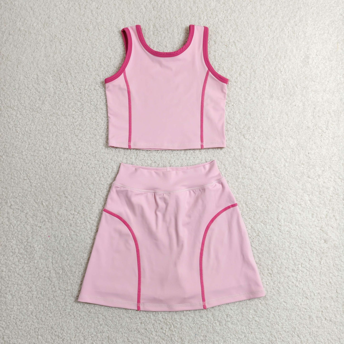 Sibling Baby Girls Sleeveless Vest Top Skirt Short Yoga Active Sport Clothes Sets