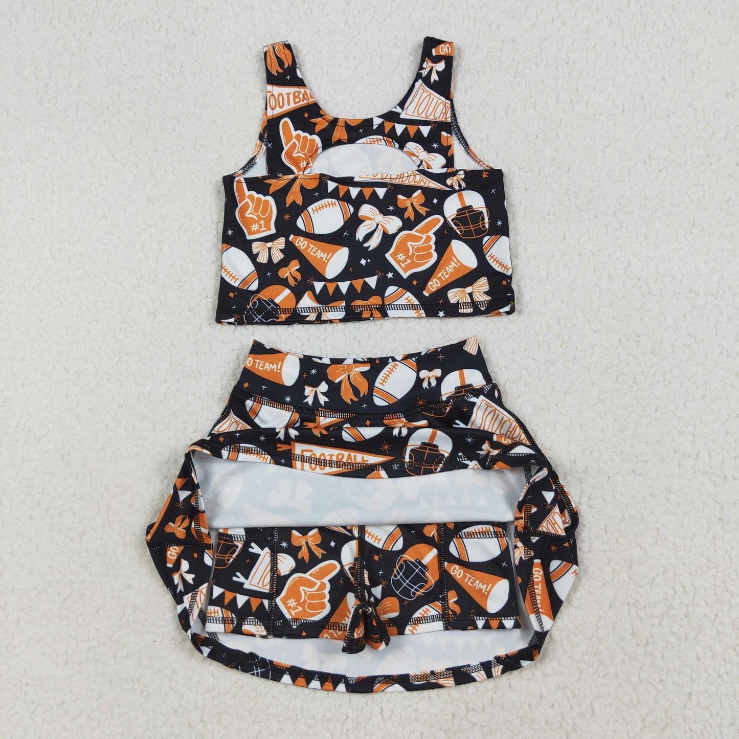 Sibling Baby Girls Sleeveless Bows Cheer Plaid Yoga Athletic Skorts Team Sets Knee Length Dress