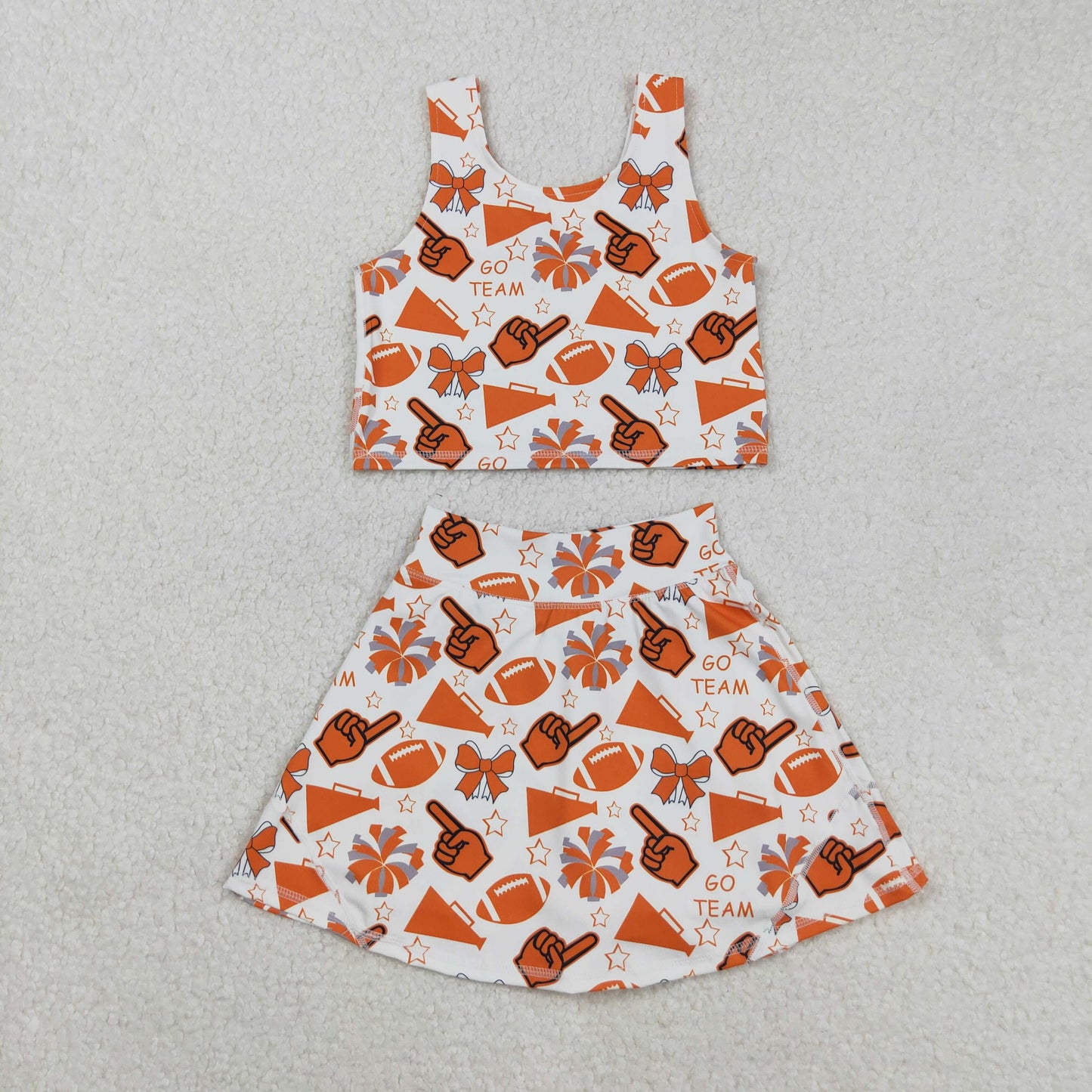 Sibling Baby Girls Go Team Footballs Bows Yoga Skorts Set Button Shorts Pajamas Set
