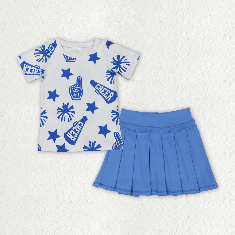 Sibling Baby Girls Short Sleeves Cheer Top Yoga Skorts Team Clothes Sets