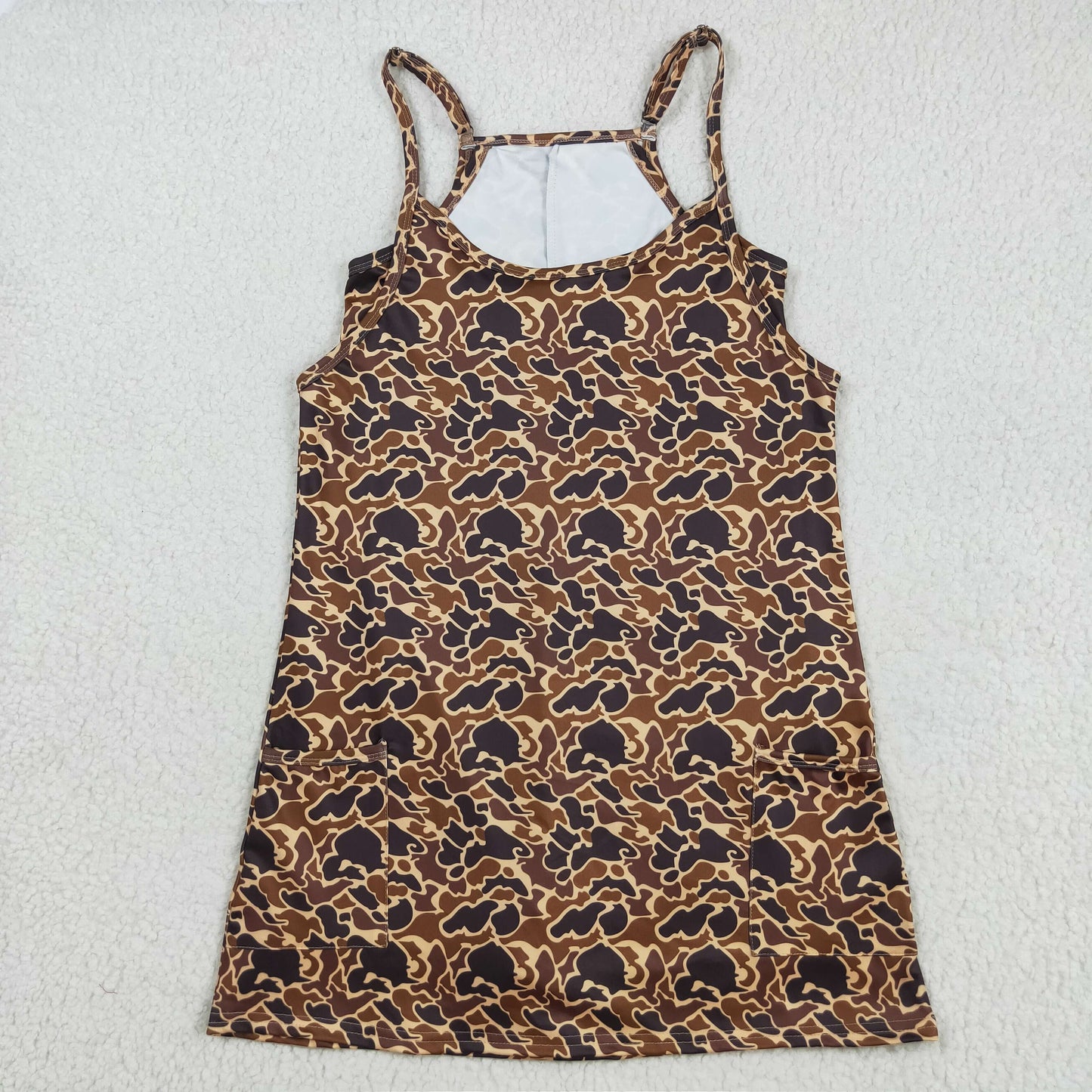 Mama And Me Strap Camo Pockets Yoga Shorts Dresses