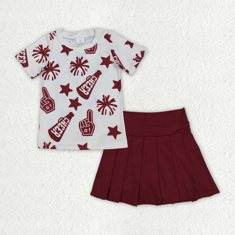 Sibling Baby Girls Cheer Plaid Shirts Top Yoga Skorts Team Sets