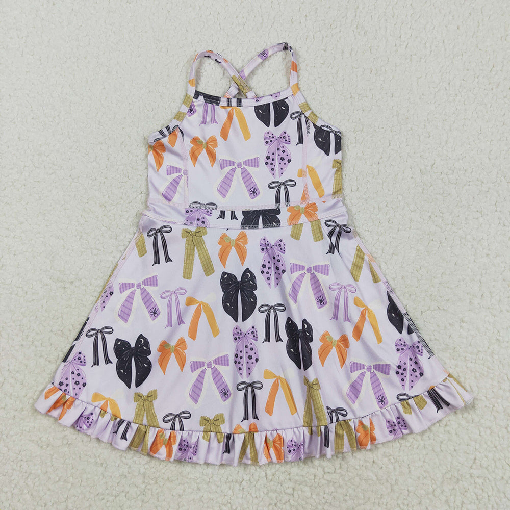 GSD2737 toddler girl clothes Halloween Purple Bows athletic Tennis yoga dresses